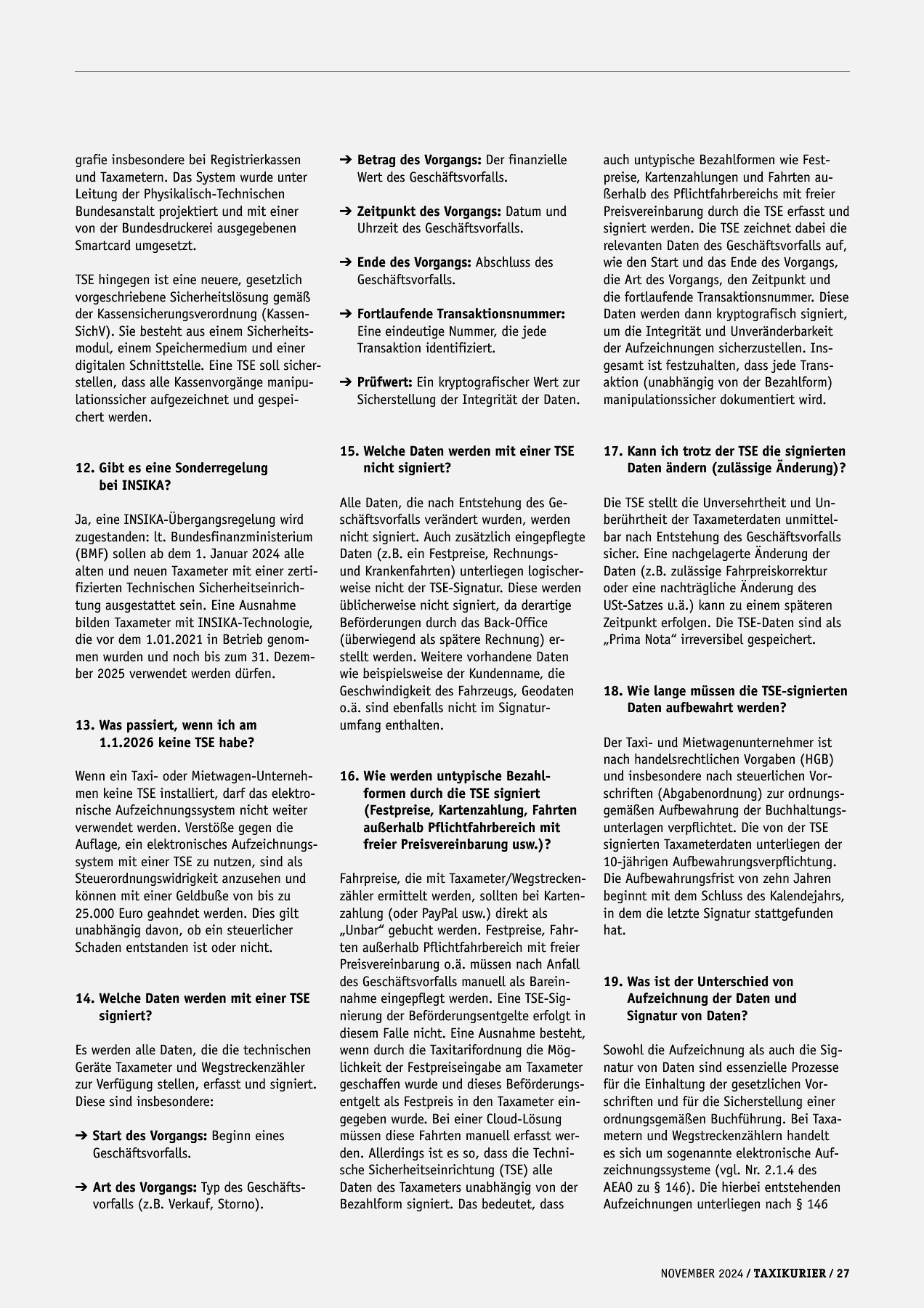 Originalseite 27 der Ausgabe Taxikurier November 2024