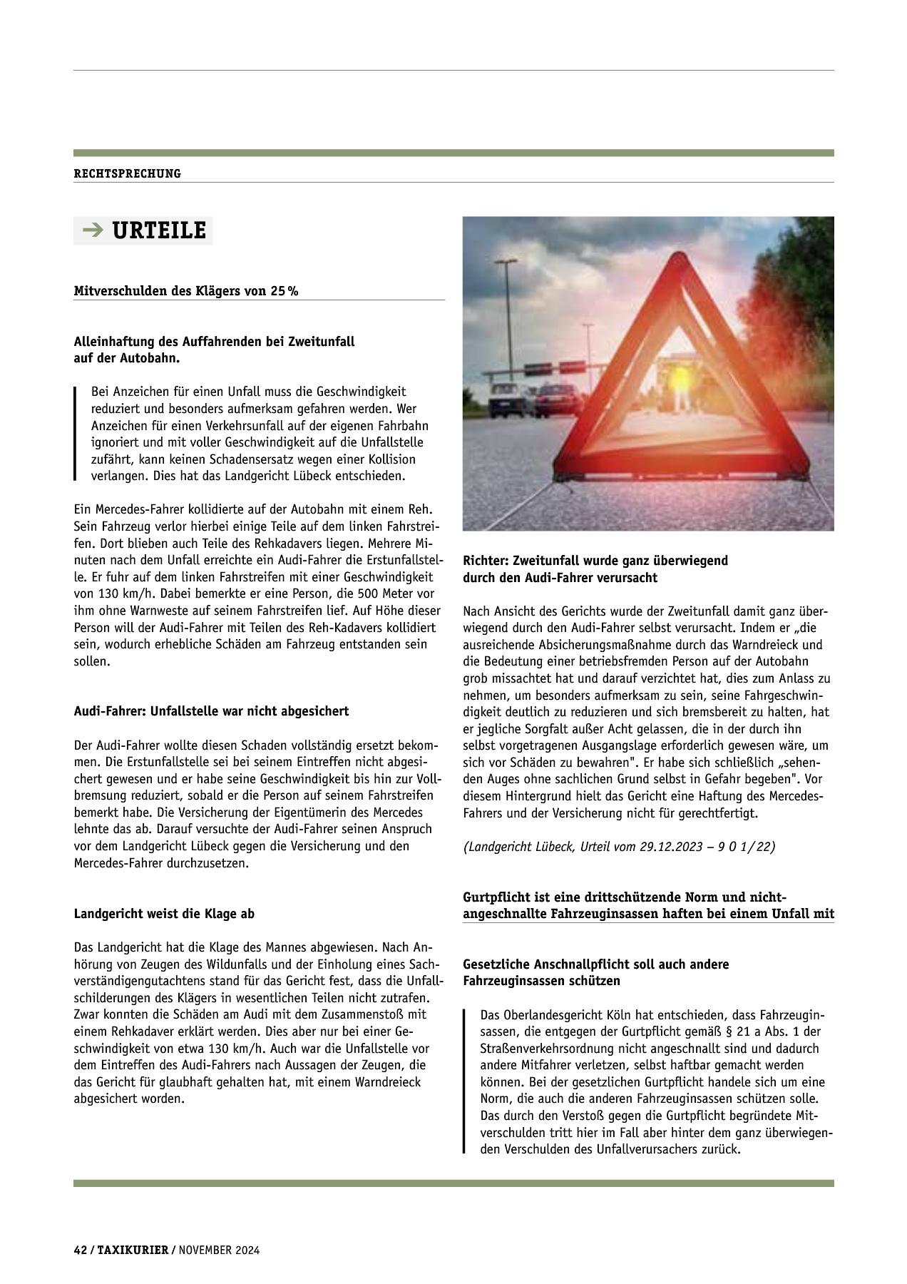 Originalseite 42 der Ausgabe Taxikurier November 2024