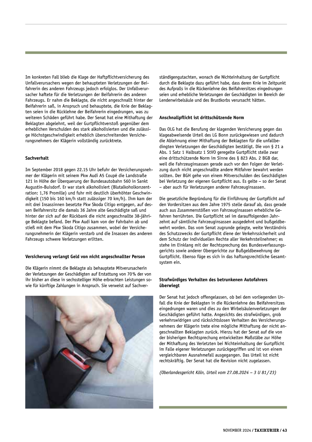 Originalseite 43 der Ausgabe Taxikurier November 2024