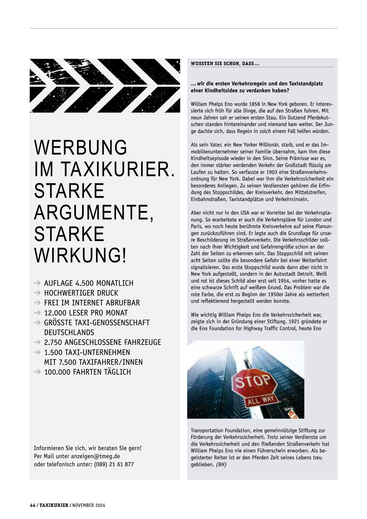 Originalseite 44 der Ausgabe Taxikurier November 2024