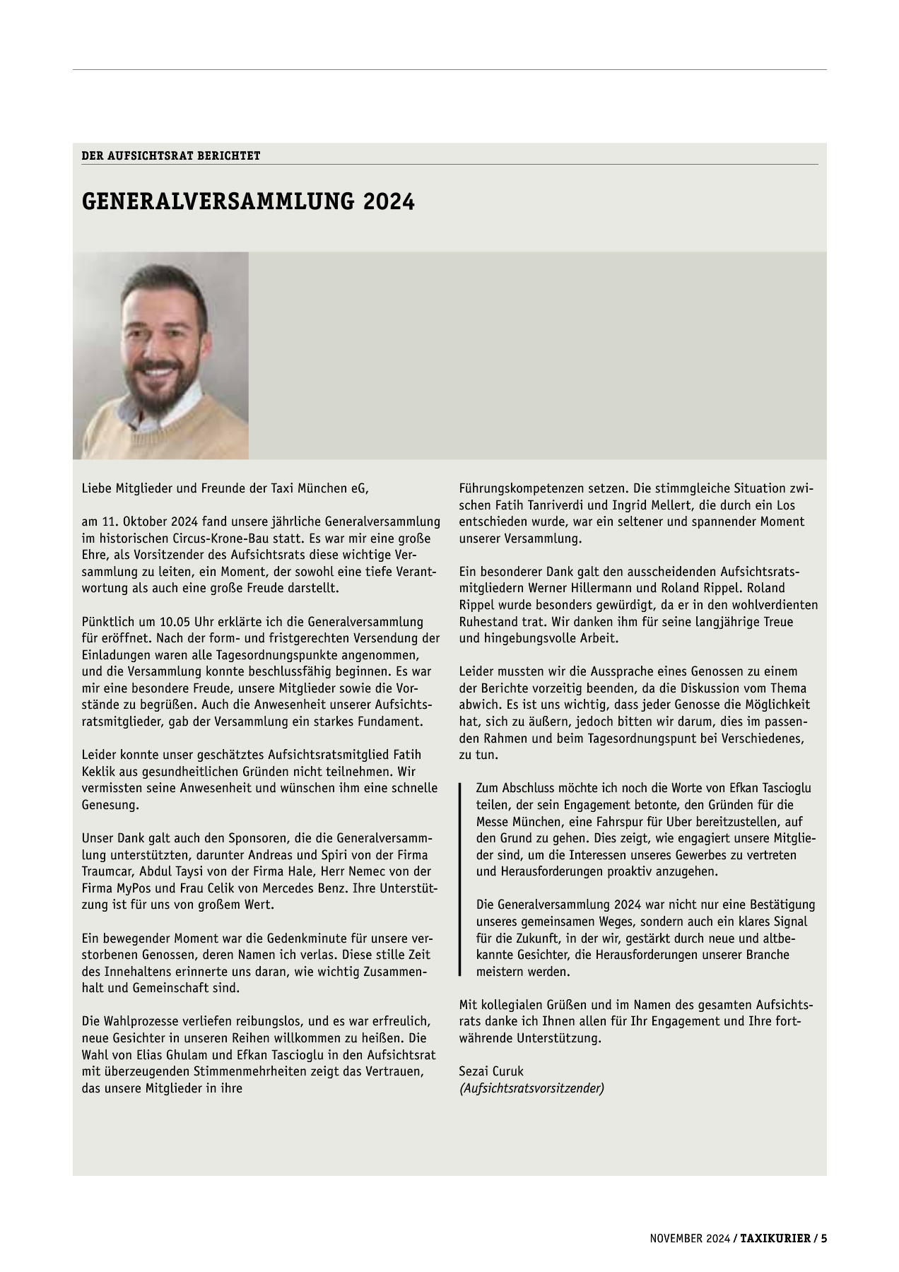 Originalseite 5 der Ausgabe Taxikurier November 2024