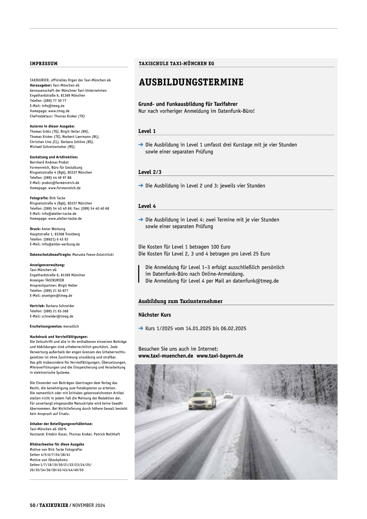 Originalseite 50 der Ausgabe Taxikurier November 2024
