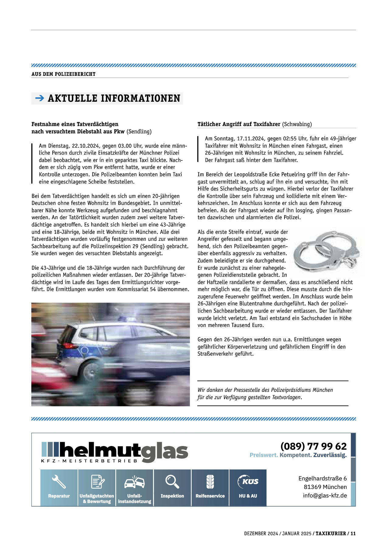 Originalseite 11 der Ausgabe Taxikurier Dezember 2024 und Januar 2025
