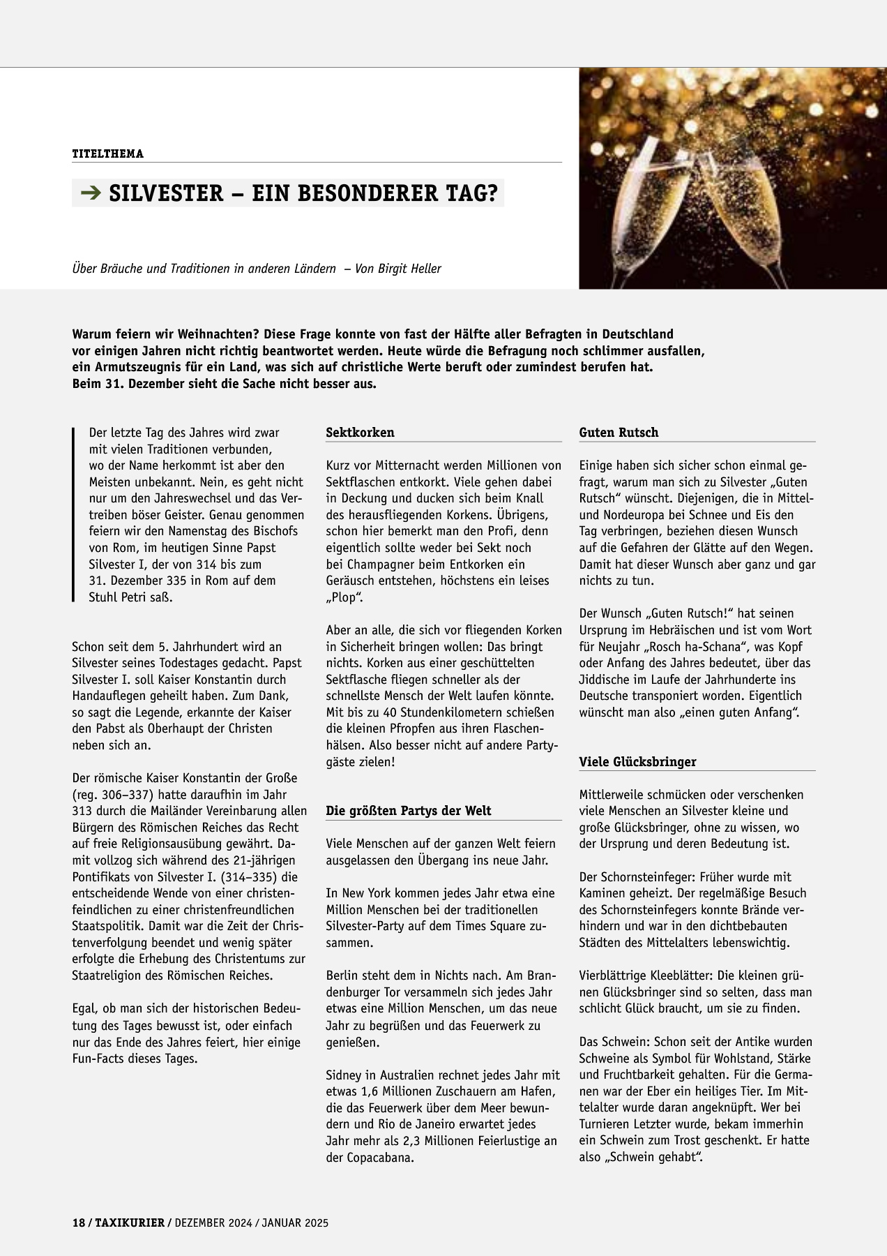 Originalseite 18 der Ausgabe Taxikurier Dezember 2024 und Januar 2025