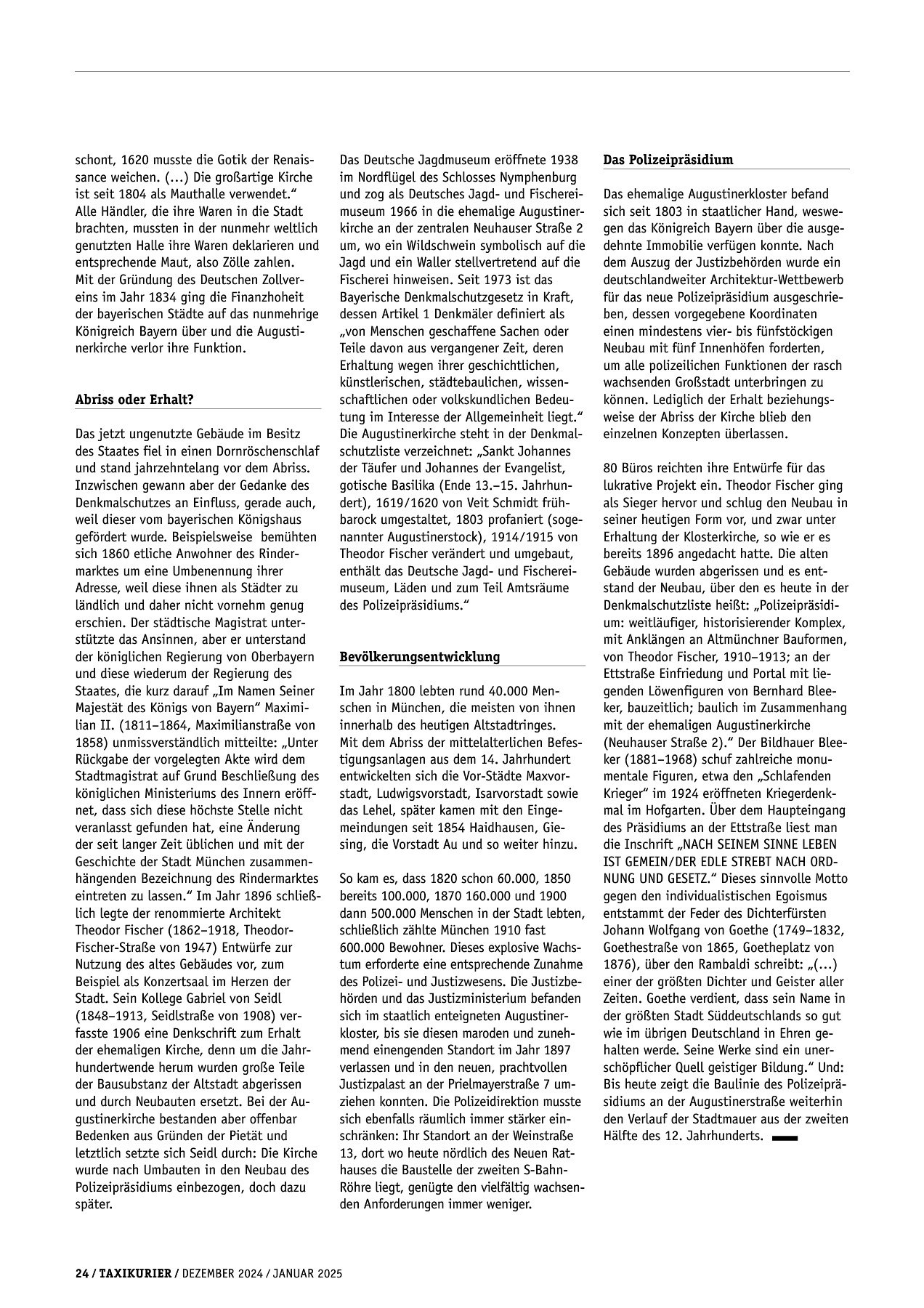 Originalseite 24 der Ausgabe Taxikurier Dezember 2024 und Januar 2025