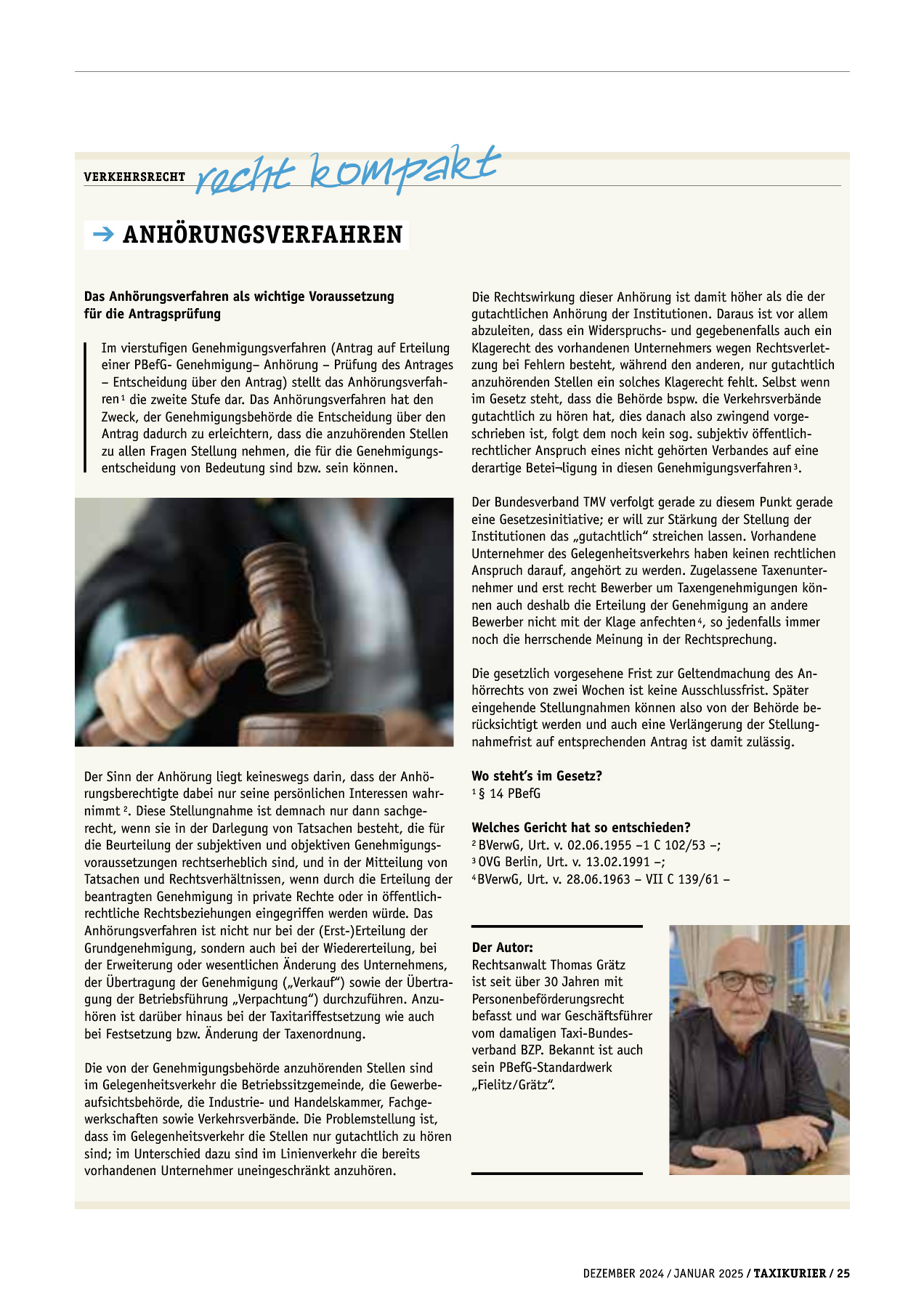 Originalseite 25 der Ausgabe Taxikurier Dezember 2024 und Januar 2025
