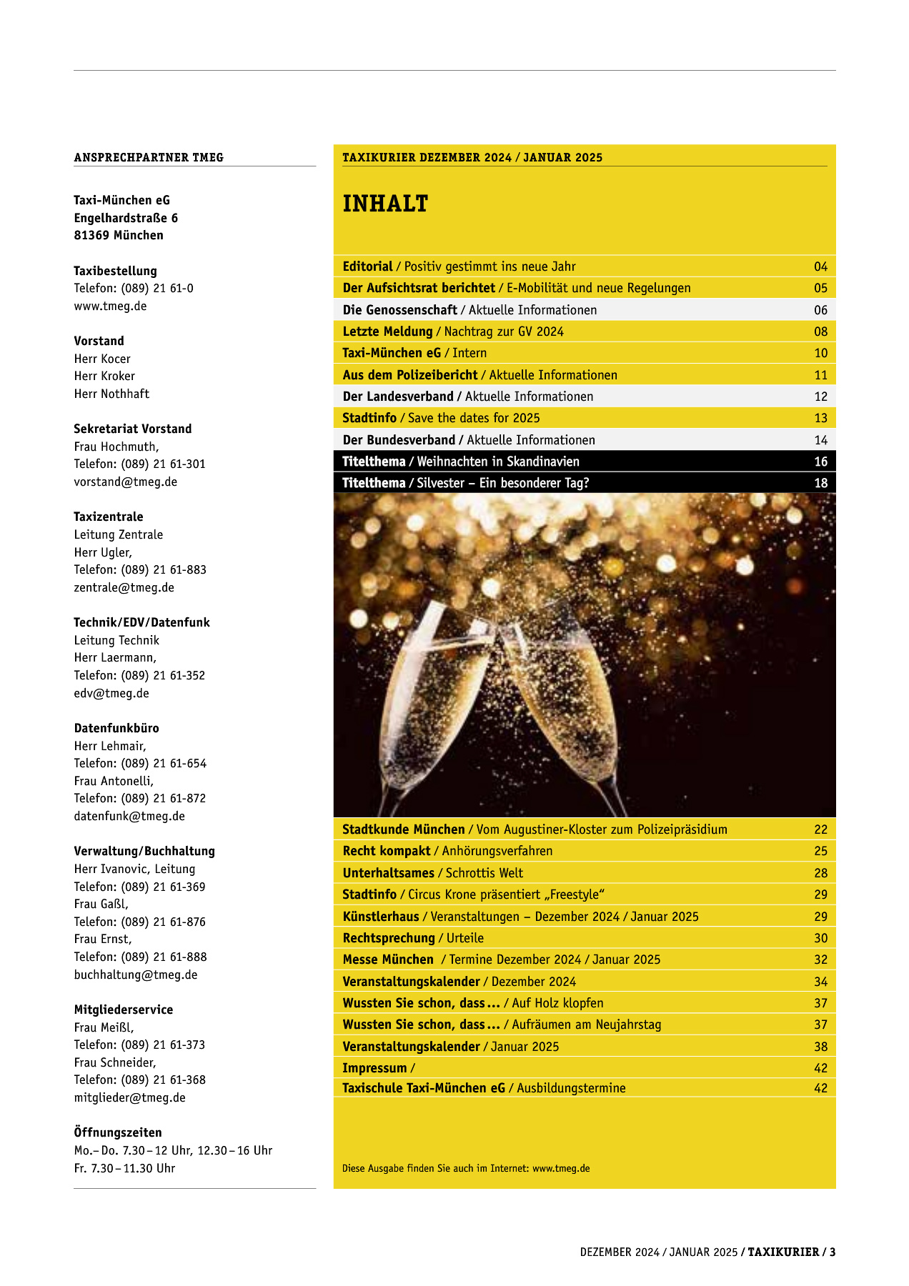 Originalseite 3 der Ausgabe Taxikurier Dezember 2024 und Januar 2025