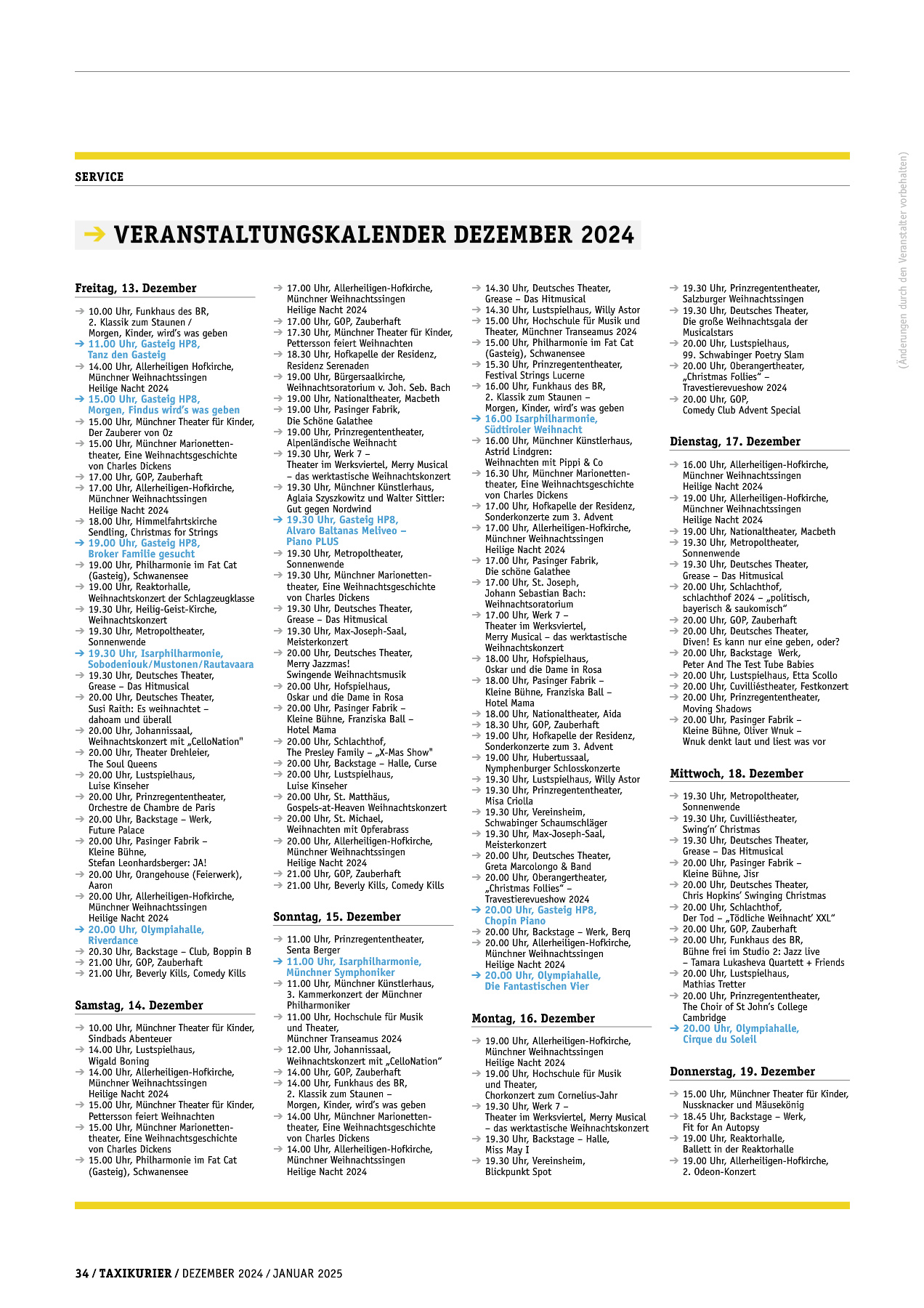 Originalseite 34 der Ausgabe Taxikurier Dezember 2024 und Januar 2025
