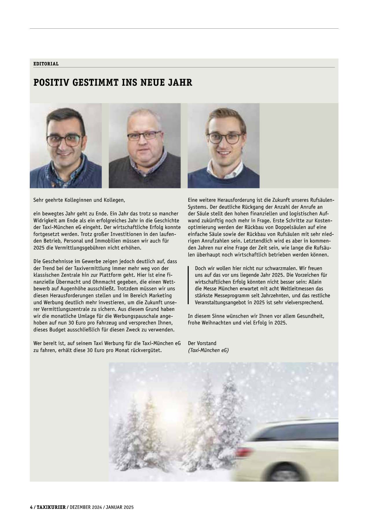 Originalseite 4 der Ausgabe Taxikurier Dezember 2024 und Januar 2025