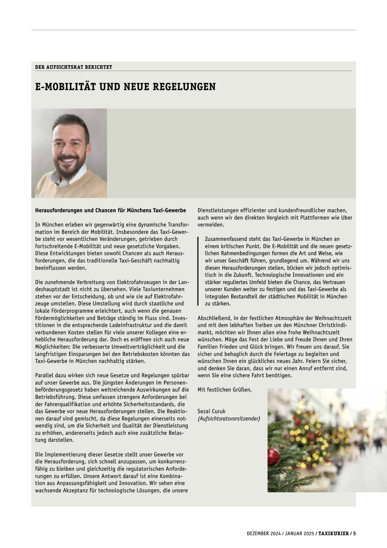 Originalseite 5 der Ausgabe Taxikurier Dezember 2024 und Januar 2025