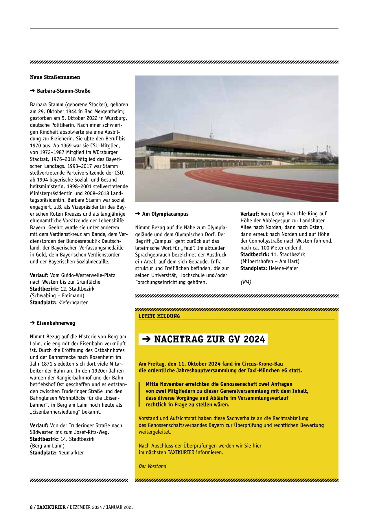 Originalseite 8 der Ausgabe Taxikurier Dezember 2024 und Januar 2025