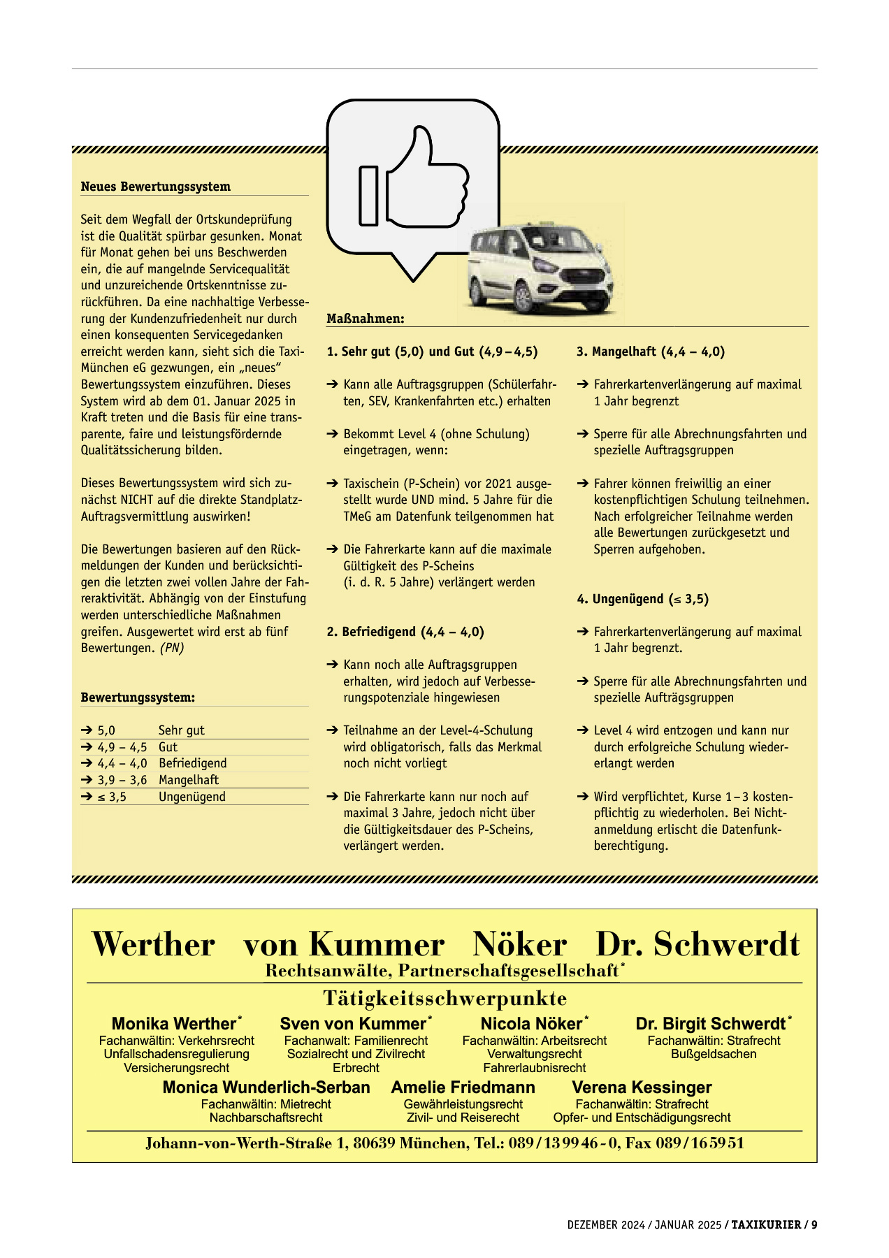 Originalseite 9 der Ausgabe Taxikurier Dezember 2024 und Januar 2025