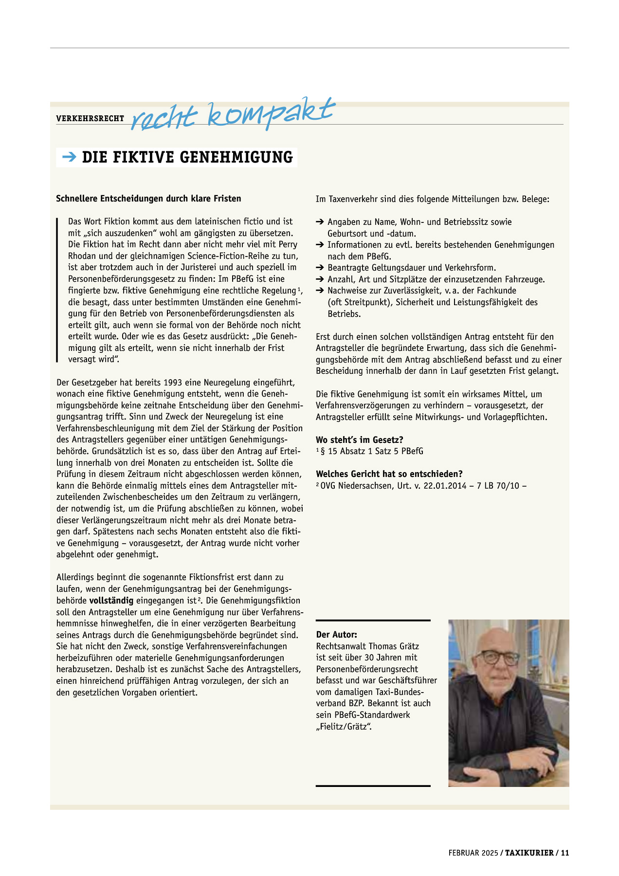 Originalseite 11 der Ausgabe Taxikurier Februar 2025