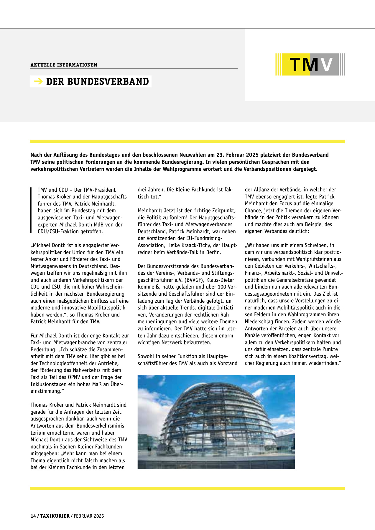 Originalseite 14 der Ausgabe Taxikurier Februar 2025
