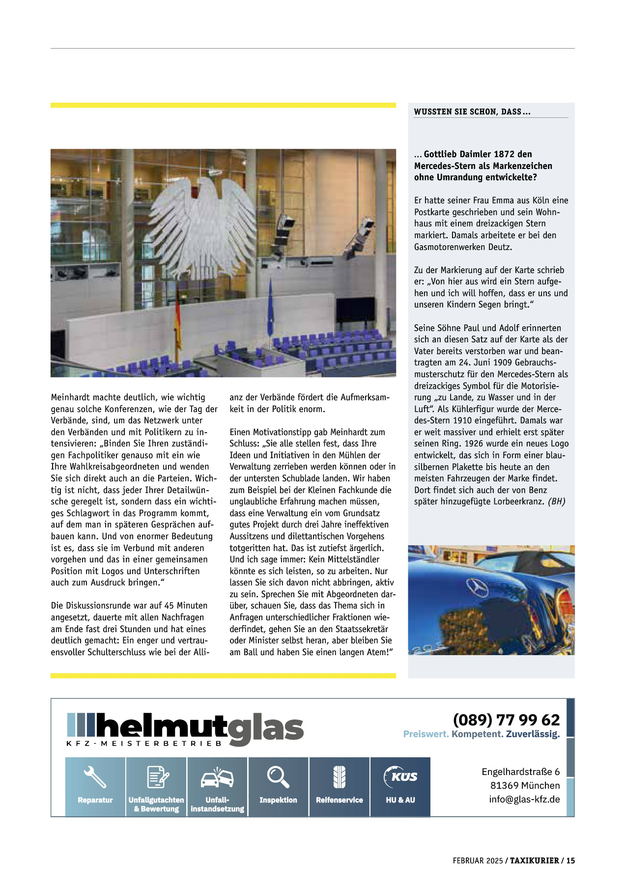 Originalseite 15 der Ausgabe Taxikurier Februar 2025