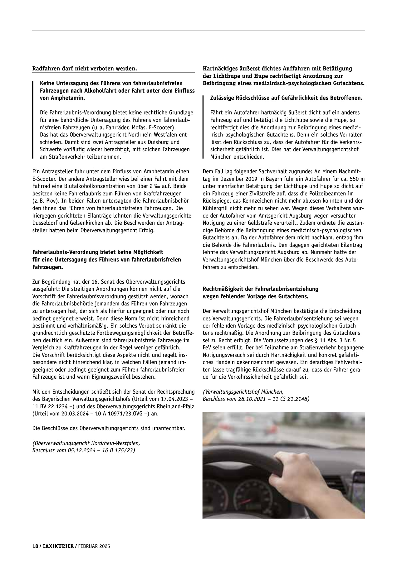 Originalseite 18 der Ausgabe Taxikurier Februar 2025