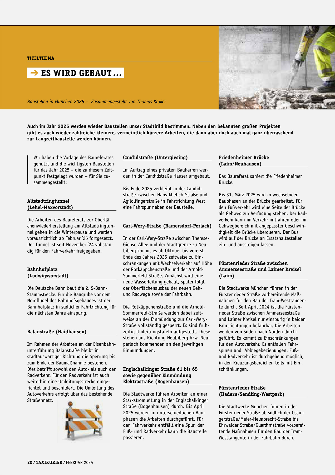 Originalseite 20 der Ausgabe Taxikurier Februar 2025