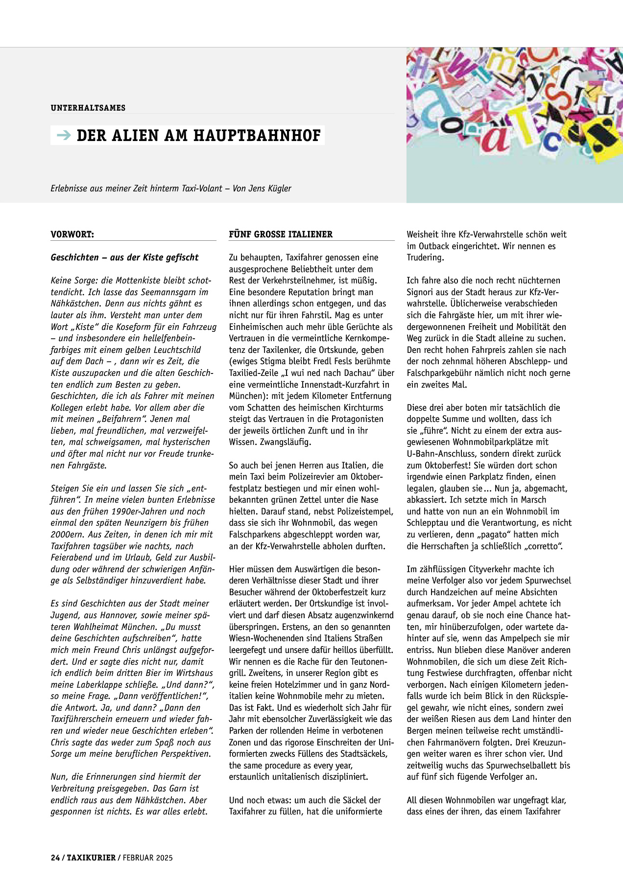 Originalseite 24 der Ausgabe Taxikurier Februar 2025