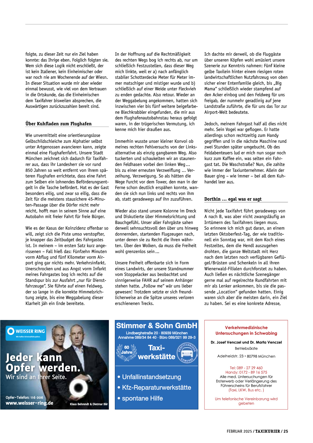 Originalseite 25 der Ausgabe Taxikurier Februar 2025
