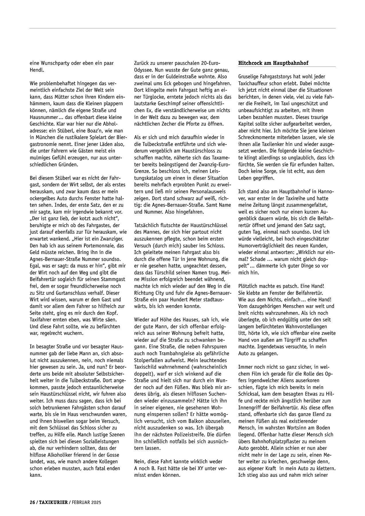 Originalseite 26 der Ausgabe Taxikurier Februar 2025