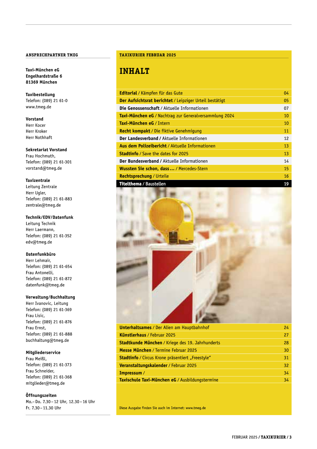 Originalseite 3 der Ausgabe Taxikurier Februar 2025