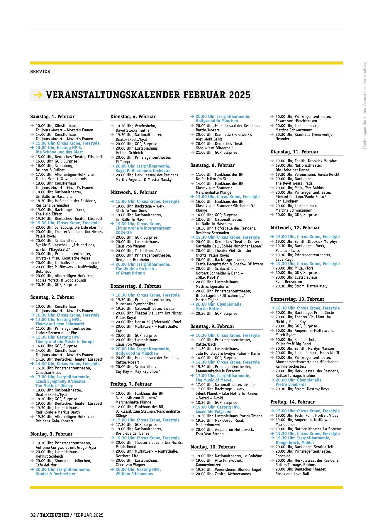 Originalseite 32 der Ausgabe Taxikurier Februar 2025