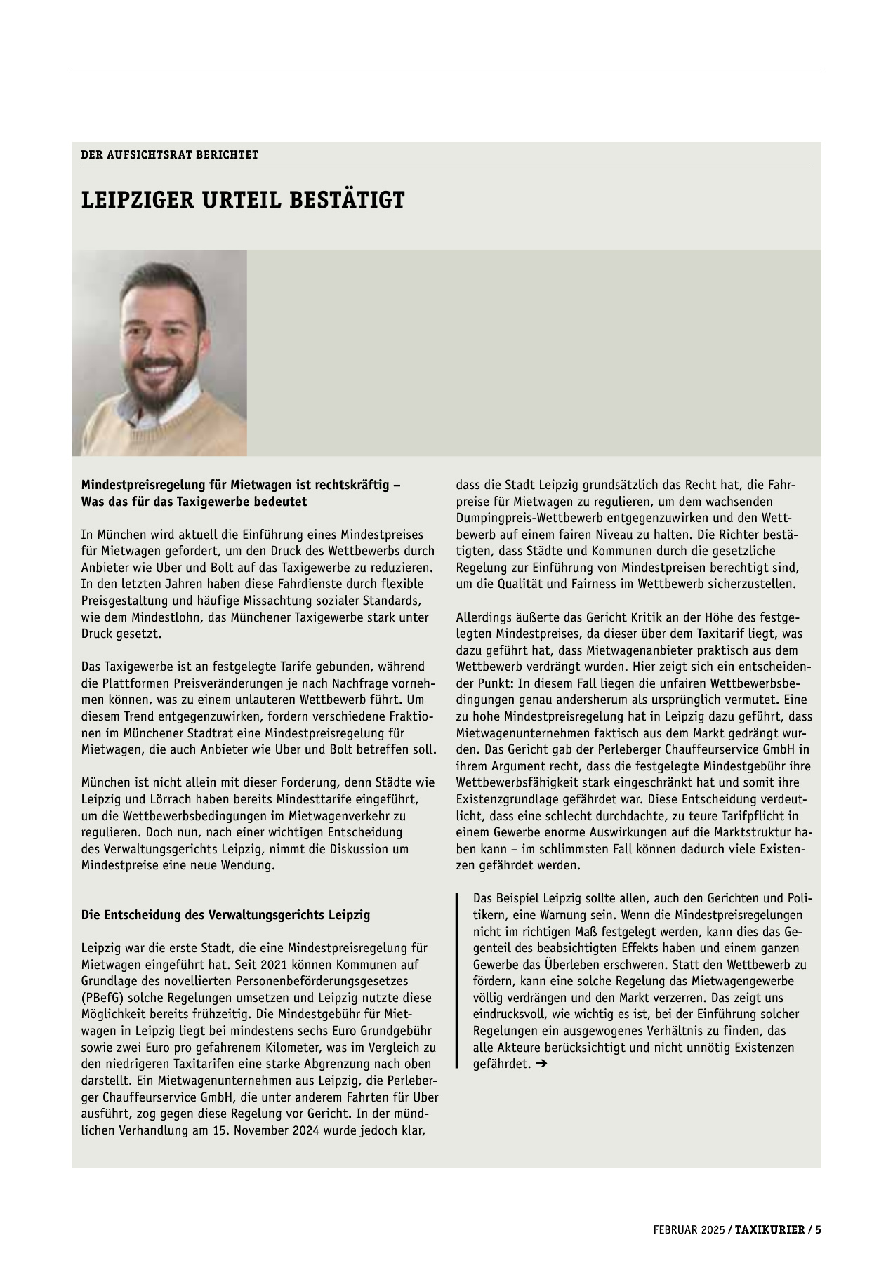 Originalseite 5 der Ausgabe Taxikurier Februar 2025
