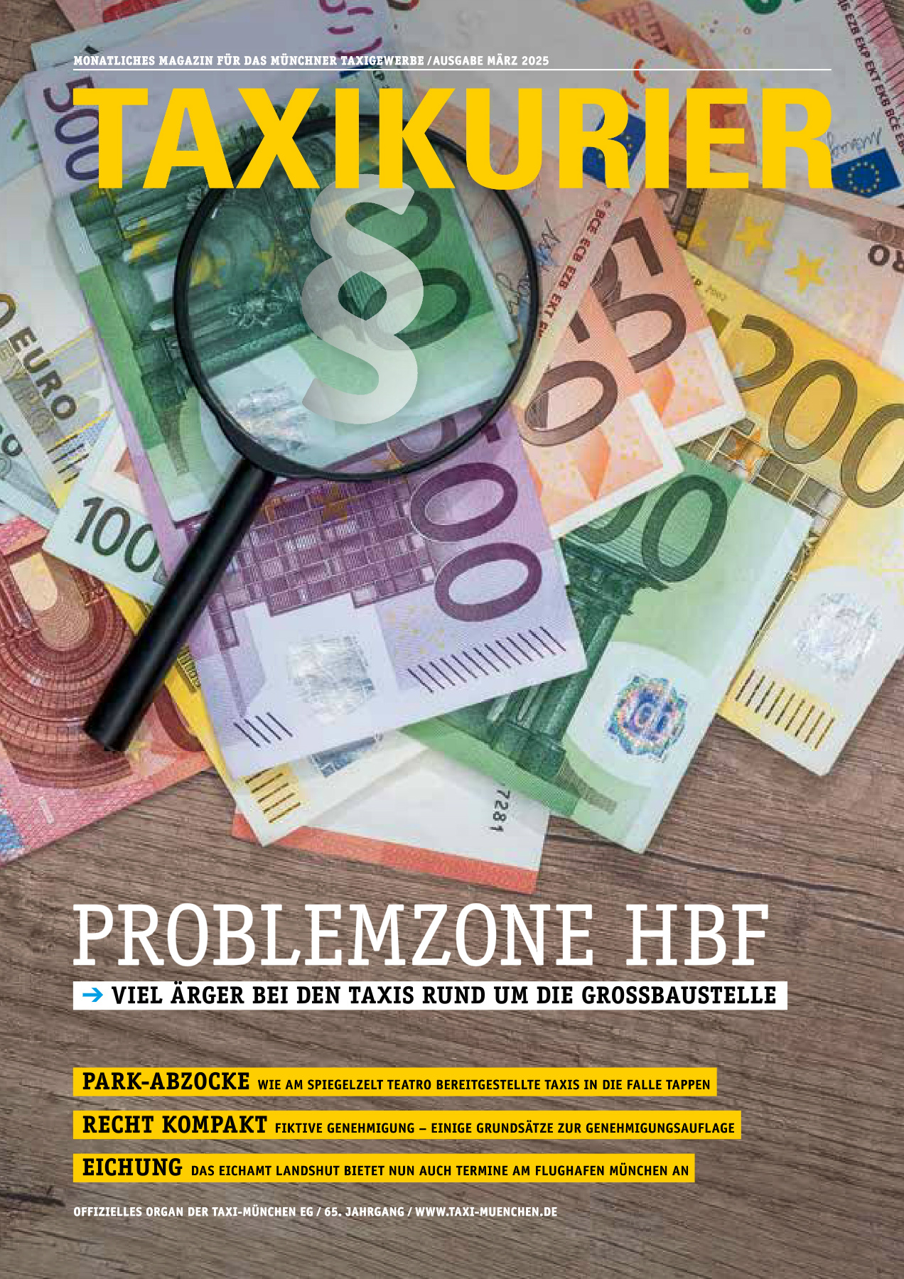 Originalseite 1 der Ausgabe Taxikurier März 2025