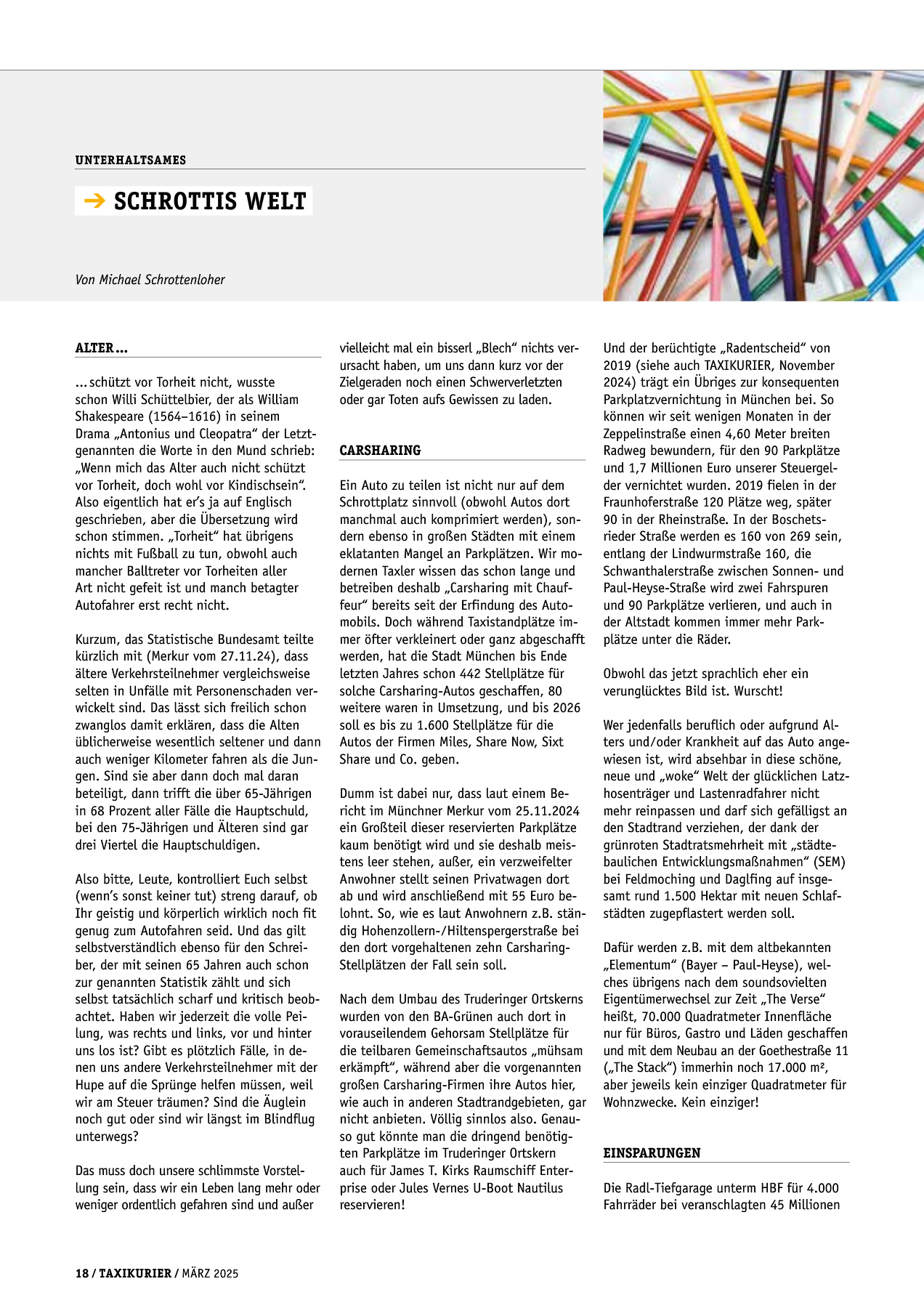 Originalseite 18 der Ausgabe Taxikurier März 2025