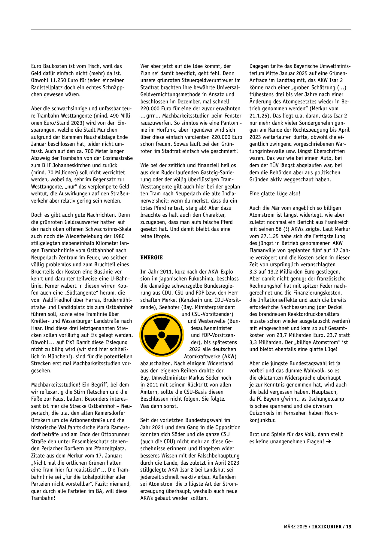 Originalseite 19 der Ausgabe Taxikurier März 2025