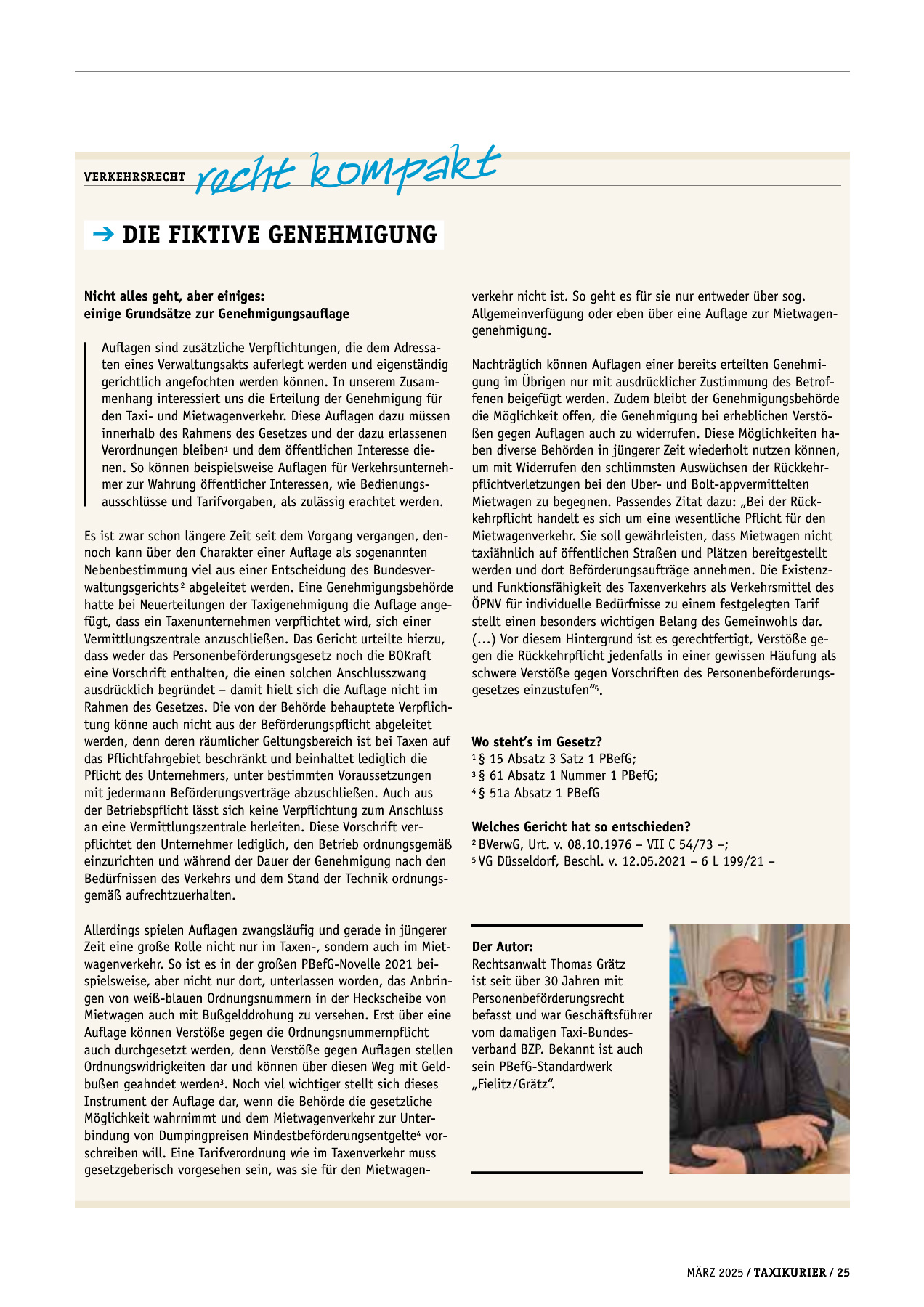 Originalseite 25 der Ausgabe Taxikurier März 2025