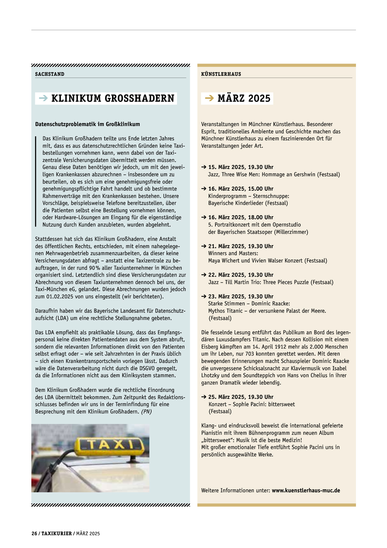 Originalseite 26 der Ausgabe Taxikurier März 2025