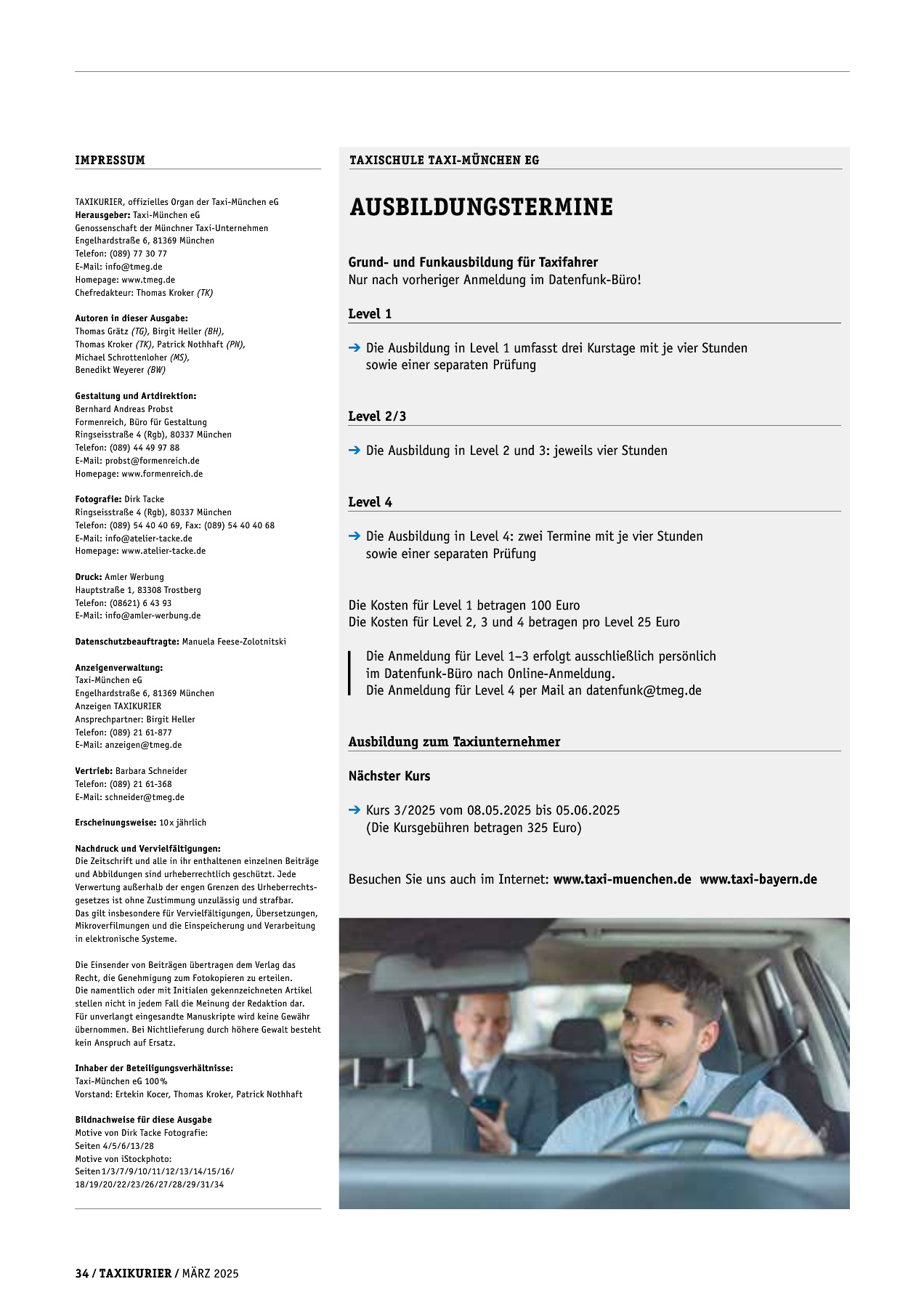 Originalseite 34 der Ausgabe Taxikurier März 2025