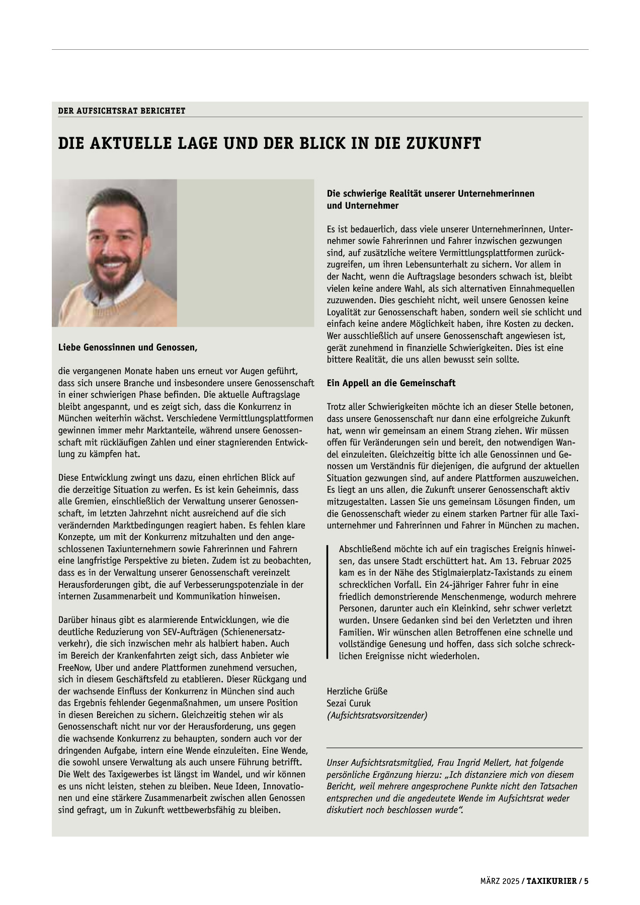 Originalseite 5 der Ausgabe Taxikurier März 2025