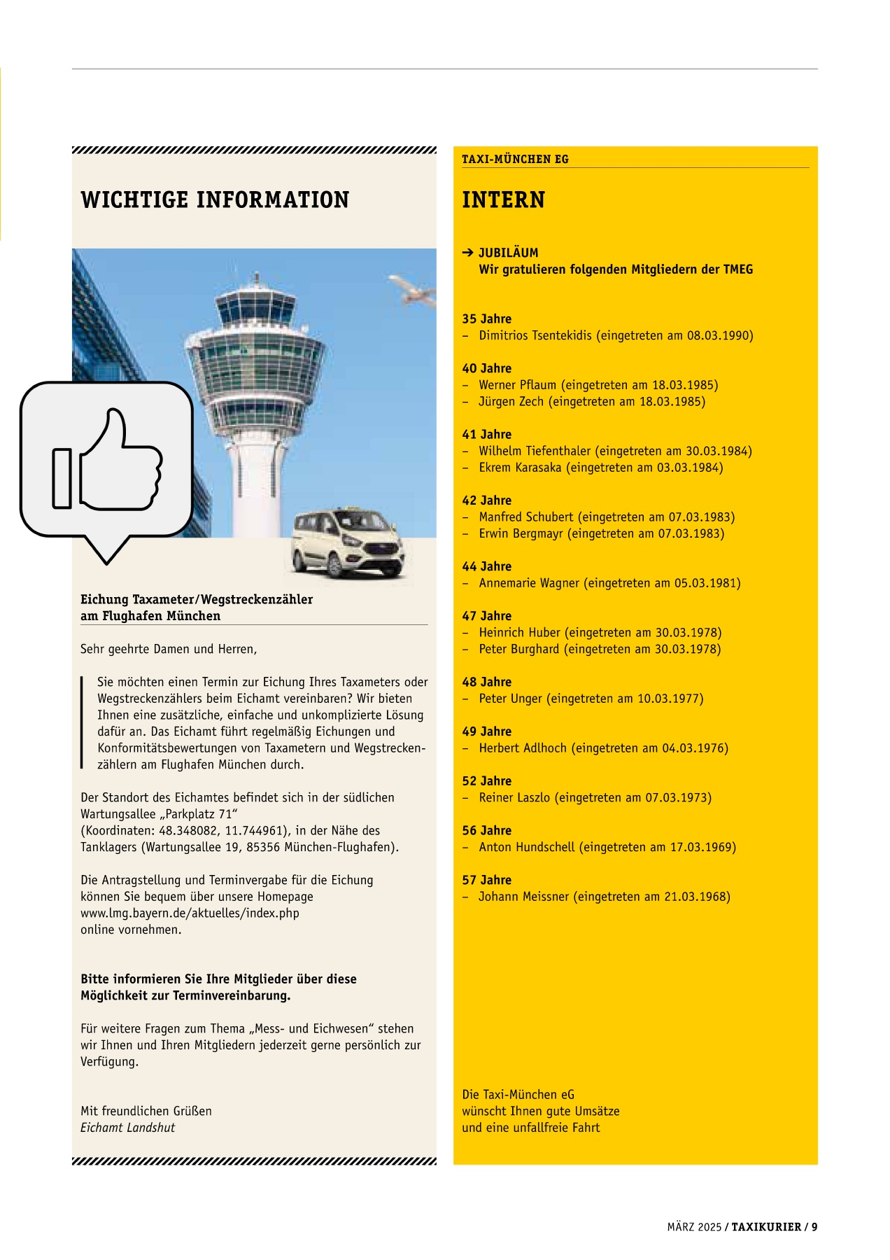 Originalseite 9 der Ausgabe Taxikurier März 2025