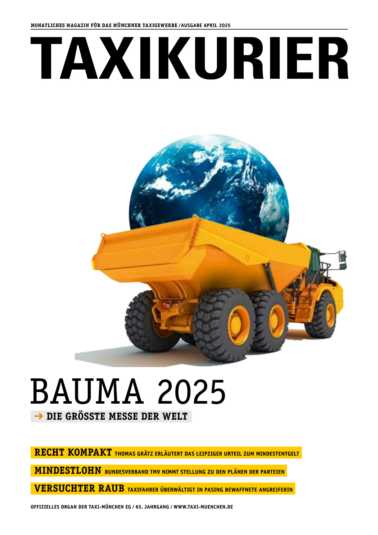 Originalseite 1 der Ausgabe Taxikurier April 2025