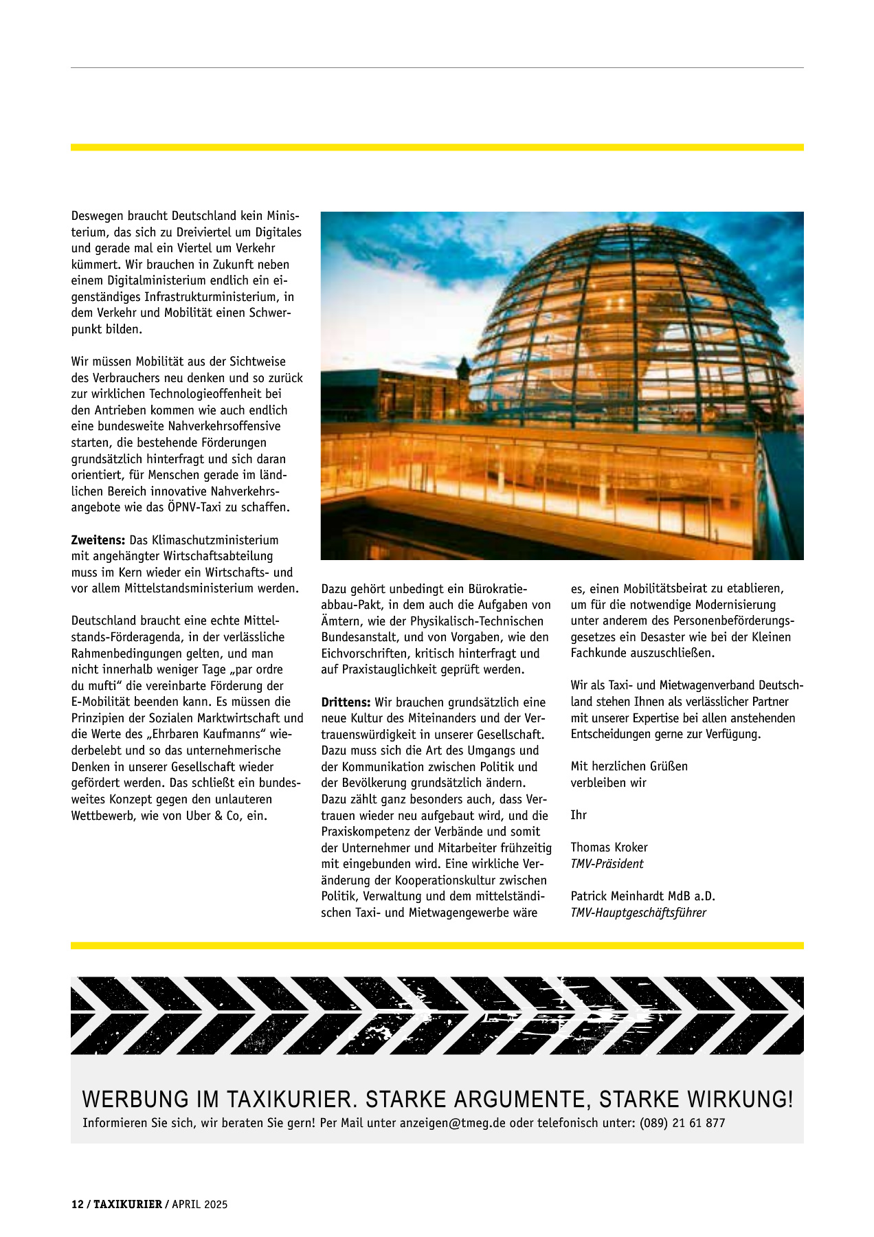 Originalseite 12 der Ausgabe Taxikurier April 2025
