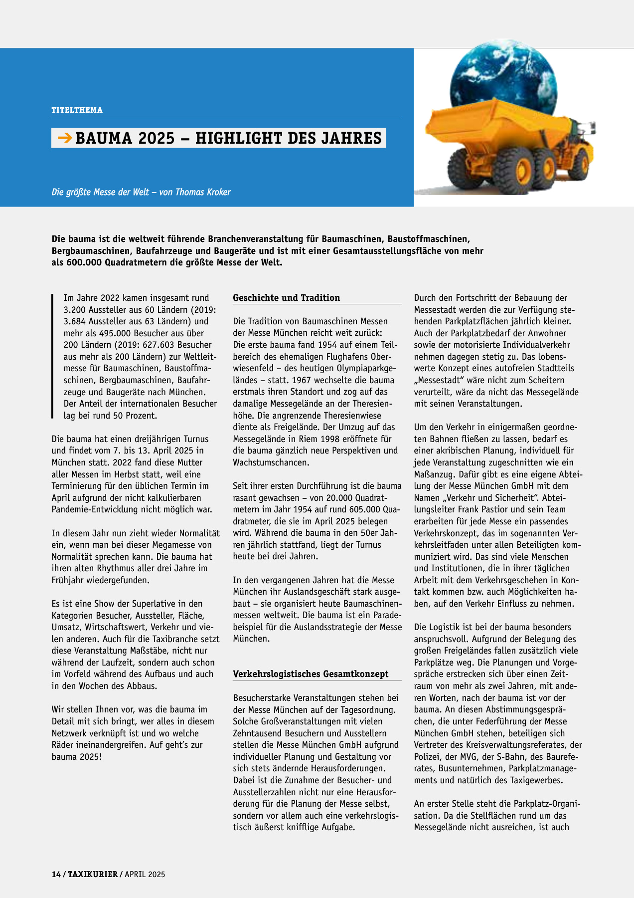 Originalseite 14 der Ausgabe Taxikurier April 2025