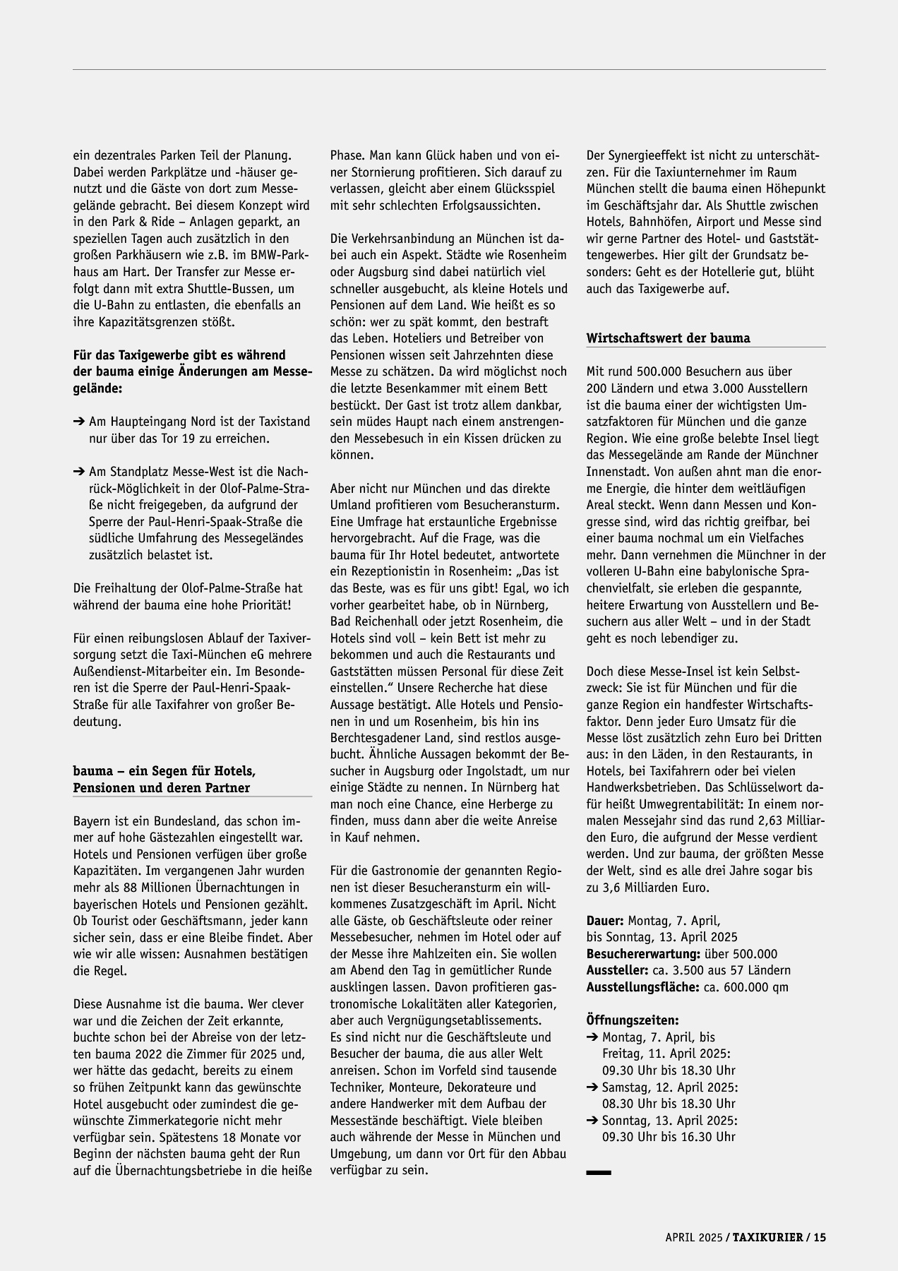Originalseite 15 der Ausgabe Taxikurier April 2025