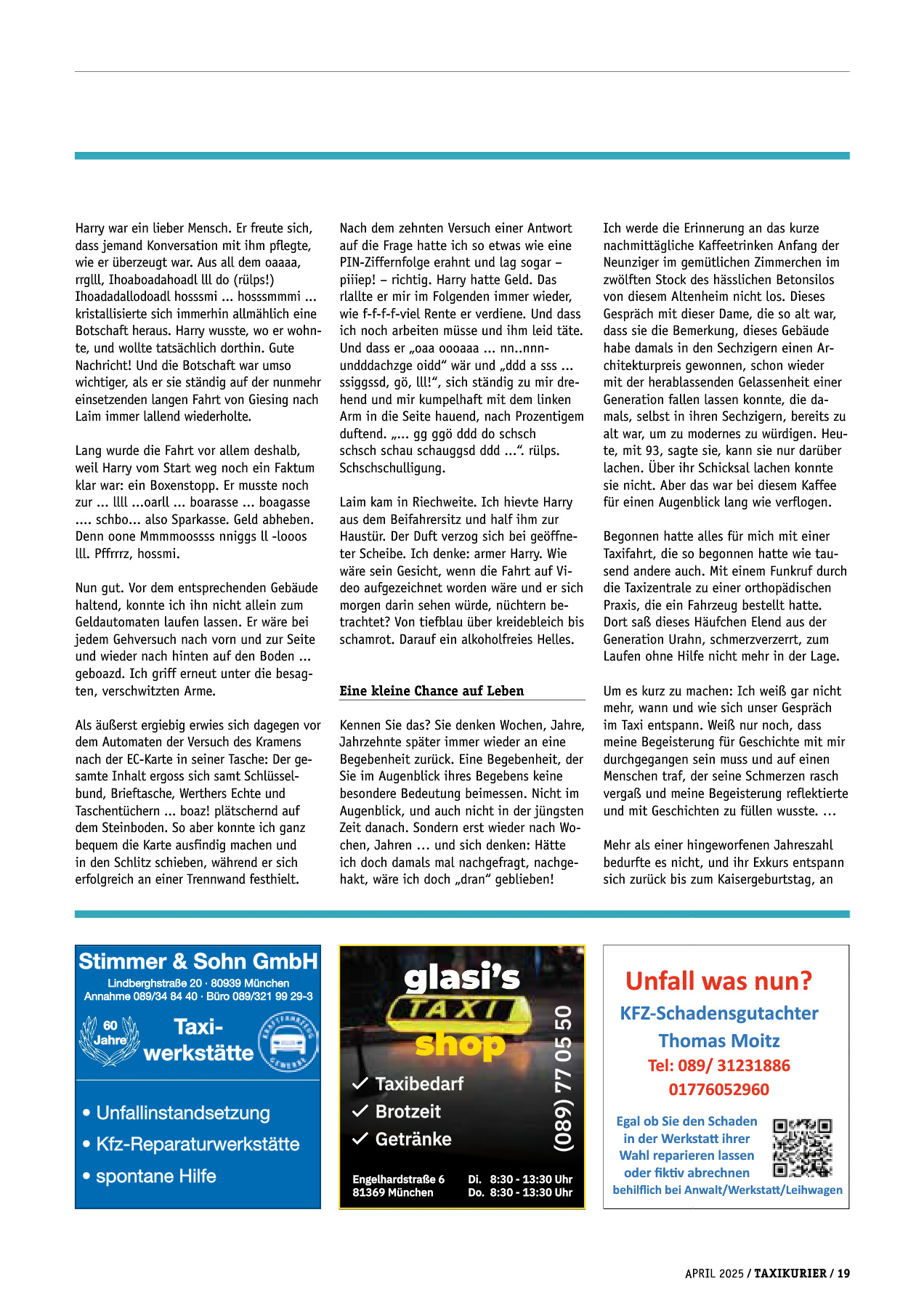 Originalseite 19 der Ausgabe Taxikurier April 2025