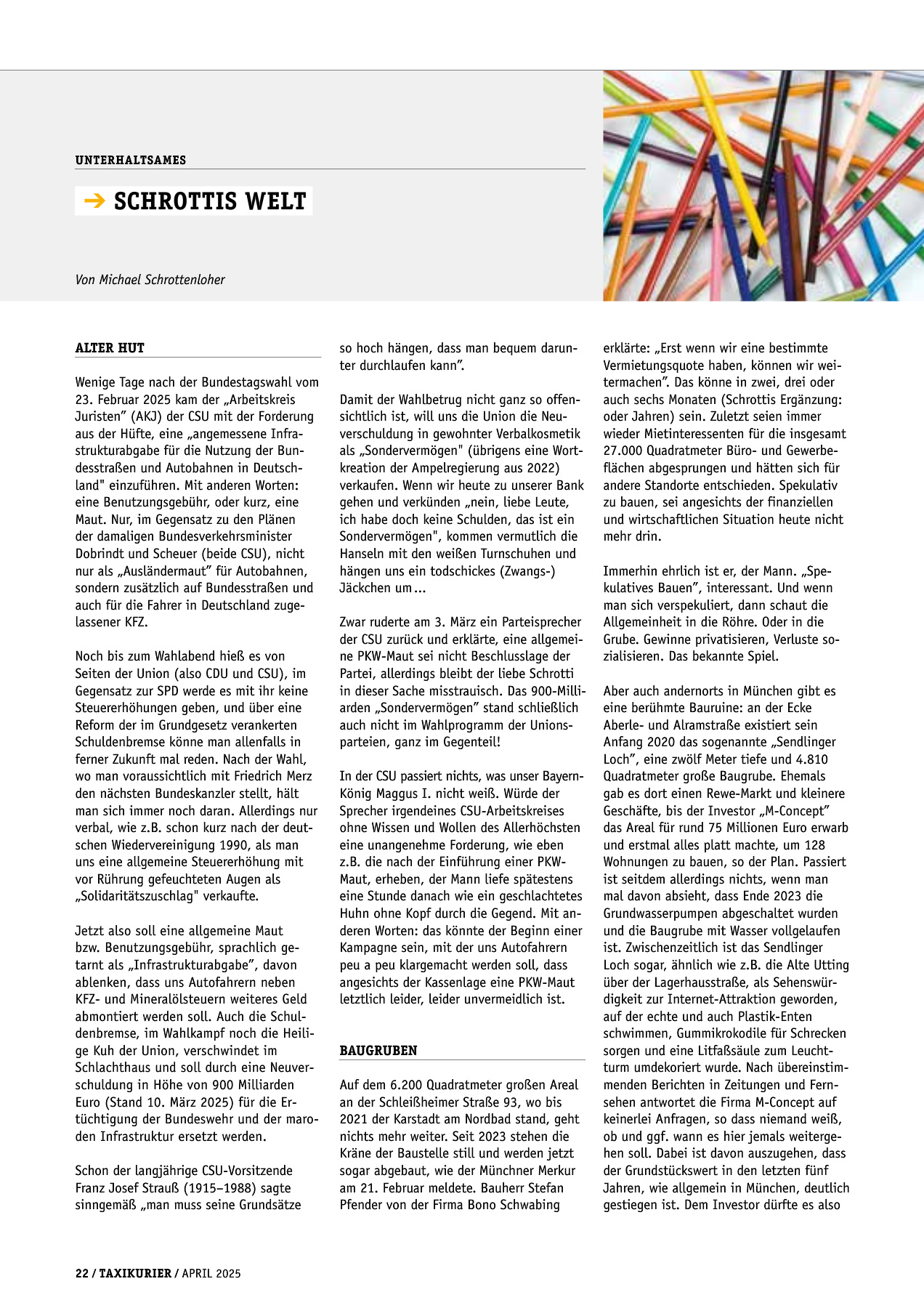 Originalseite 22 der Ausgabe Taxikurier April 2025