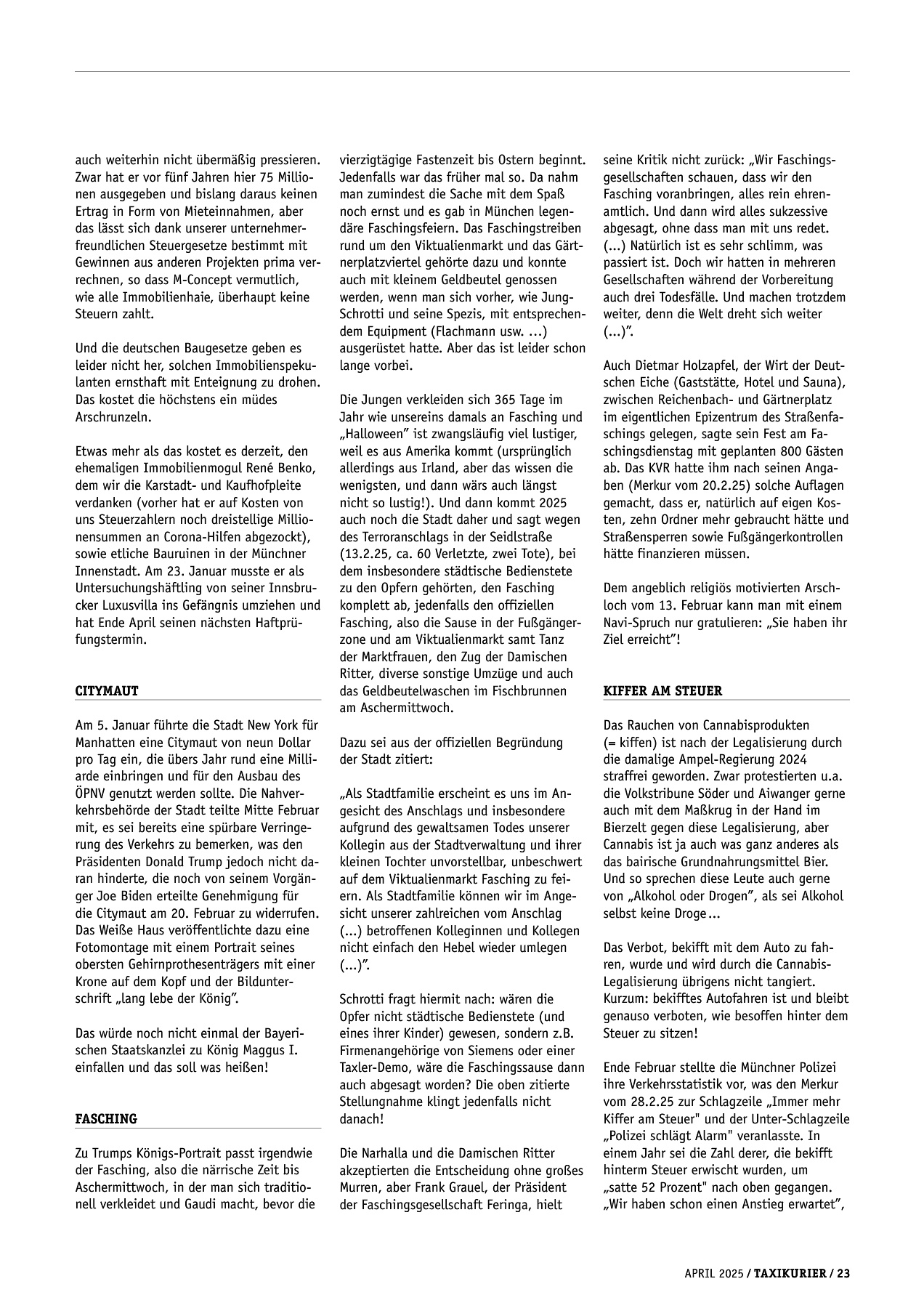 Originalseite 23 der Ausgabe Taxikurier April 2025