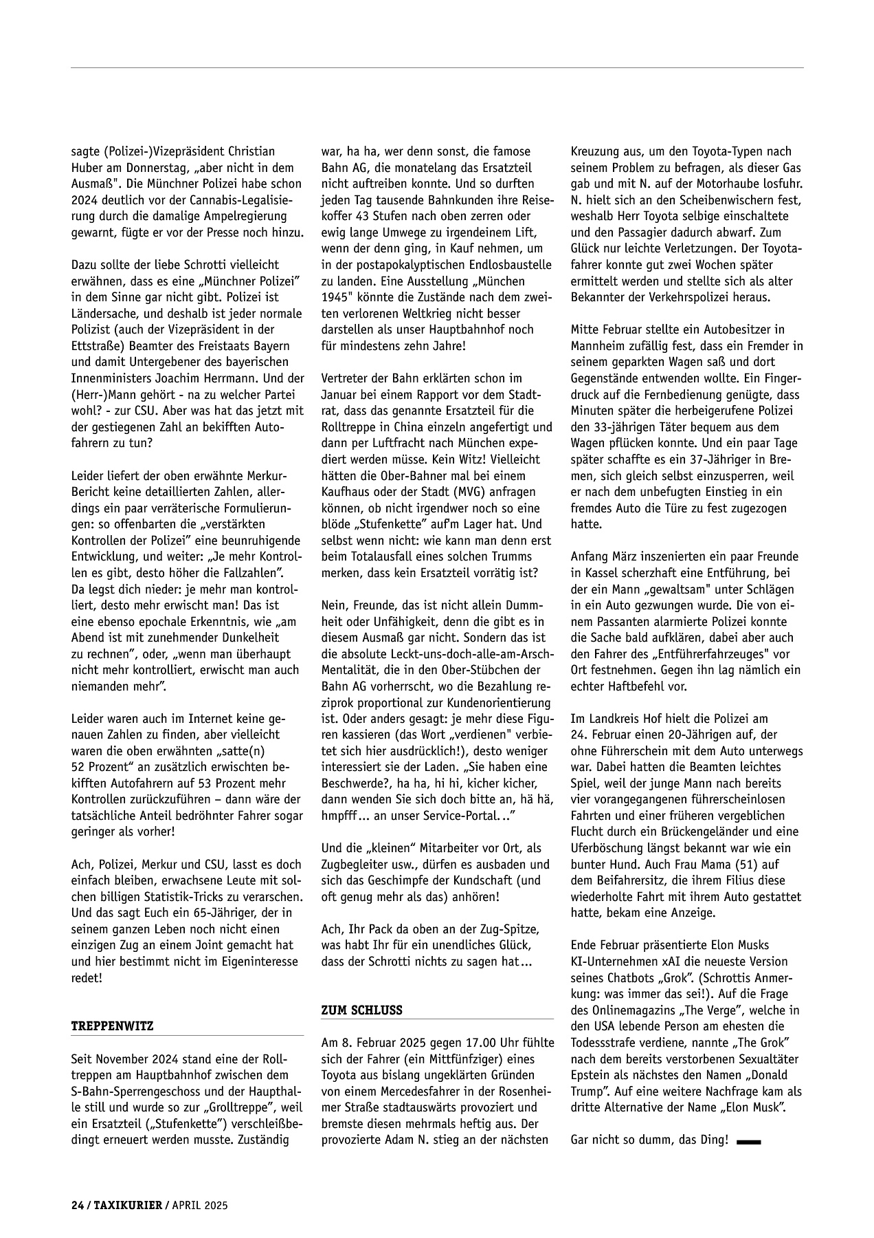 Originalseite 24 der Ausgabe Taxikurier April 2025
