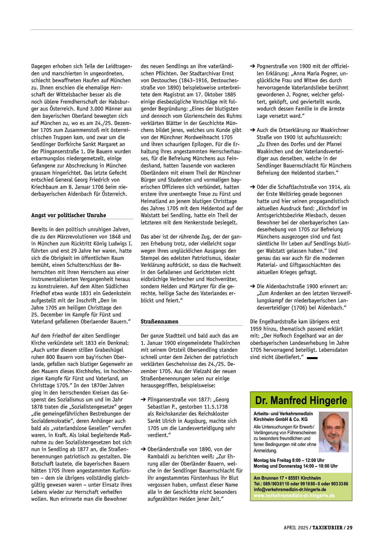 Originalseite 29 der Ausgabe Taxikurier April 2025