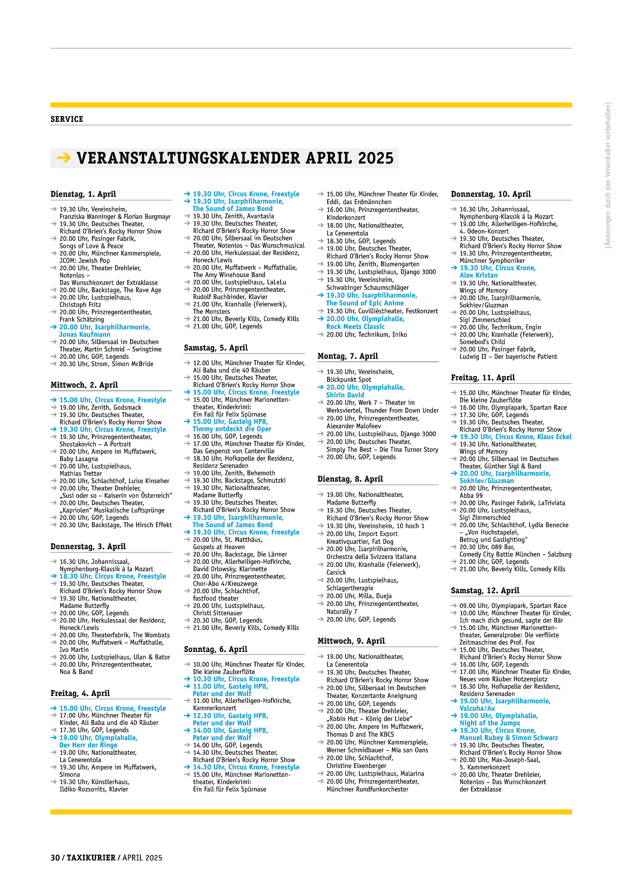 Originalseite 30 der Ausgabe Taxikurier April 2025
