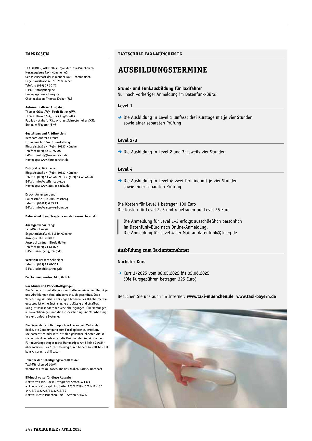 Originalseite 34 der Ausgabe Taxikurier April 2025