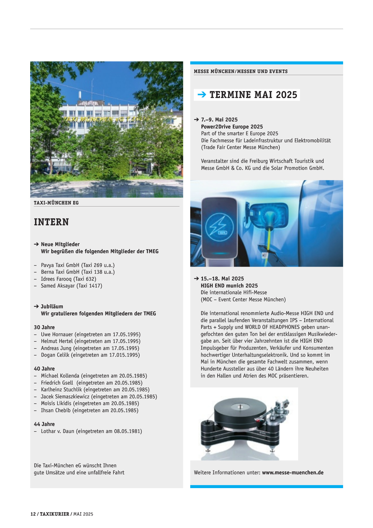 Originalseite 12 der Ausgabe Taxikurier Mai 2025
