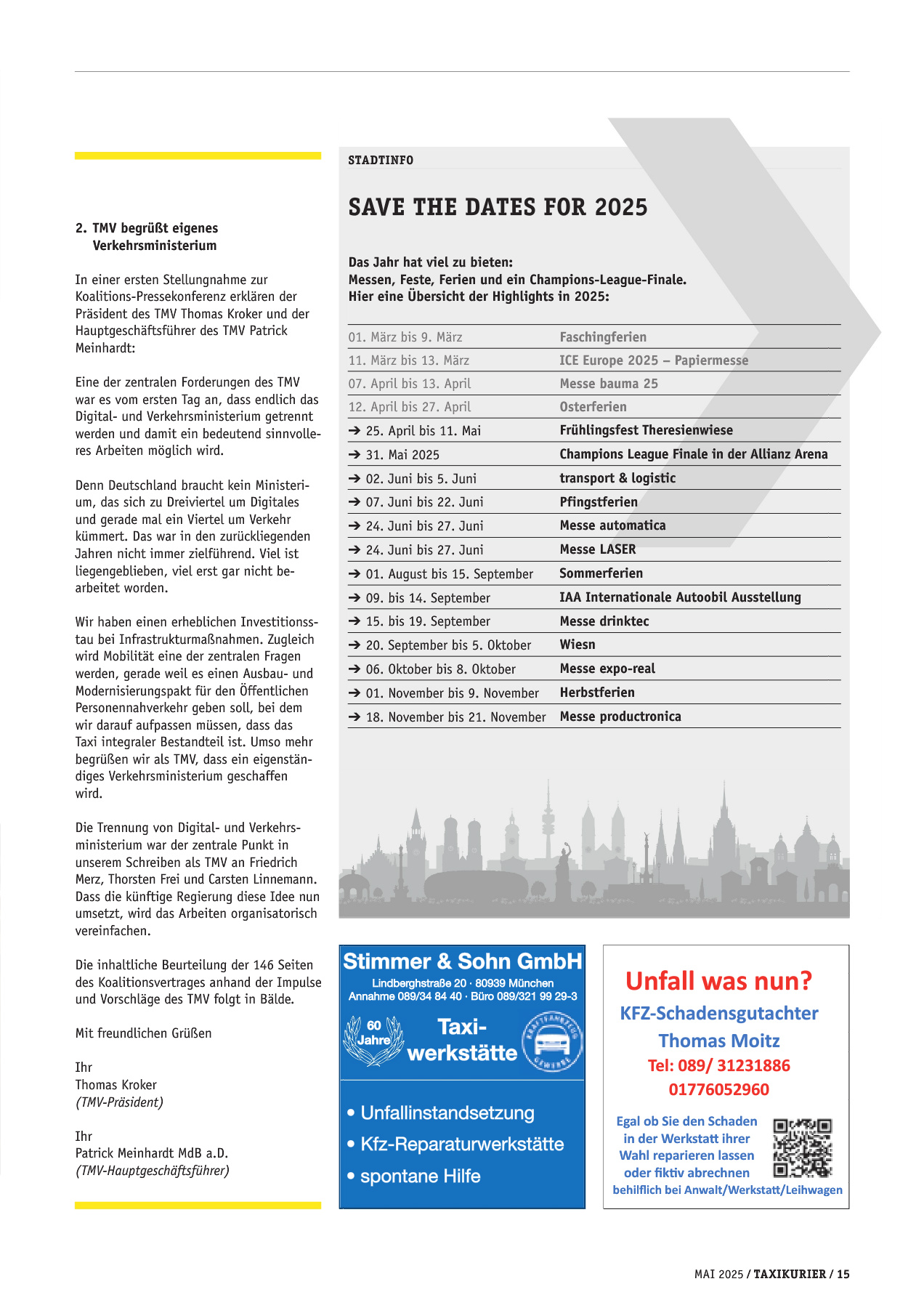 Originalseite 15 der Ausgabe Taxikurier Mai 2025