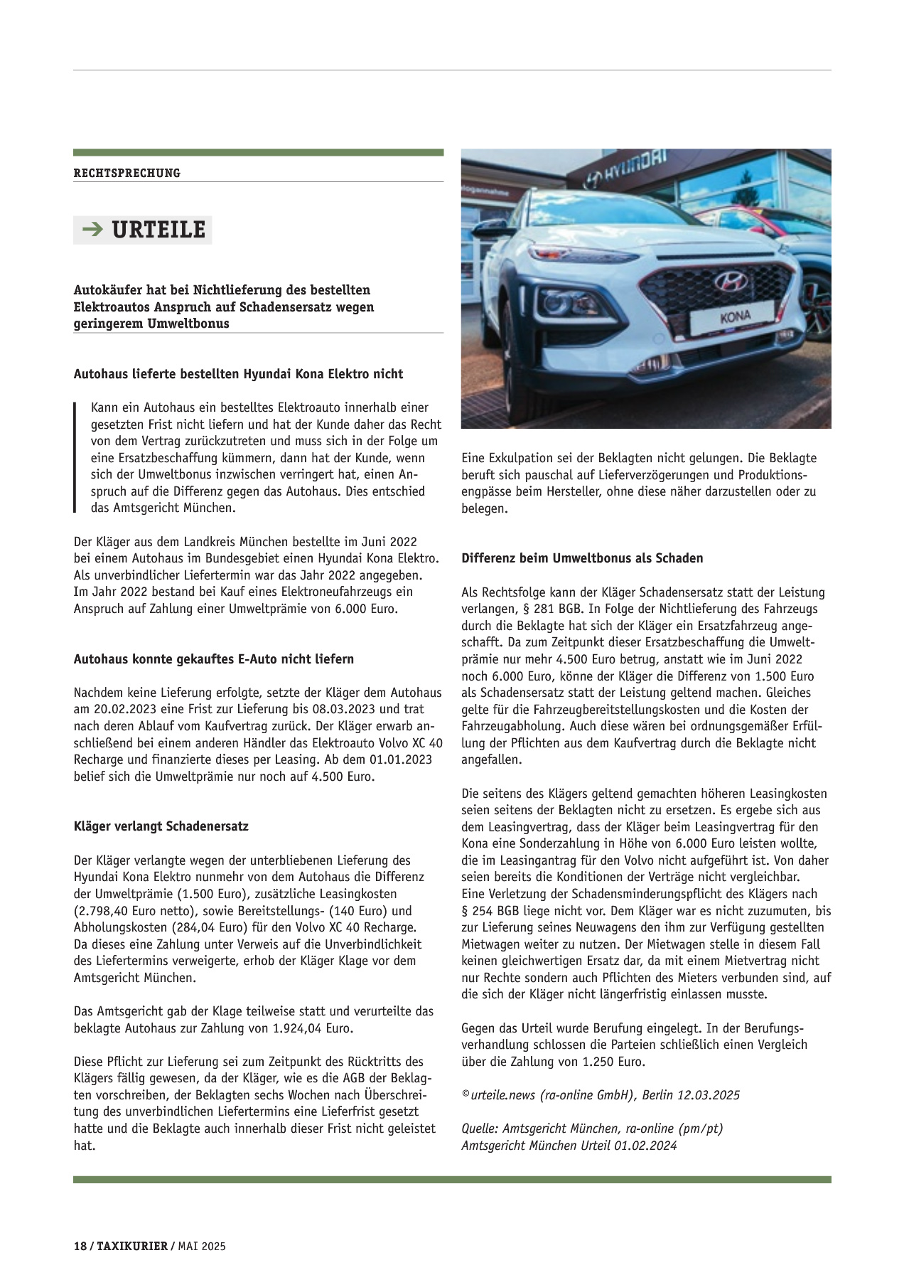 Originalseite 18 der Ausgabe Taxikurier Mai 2025