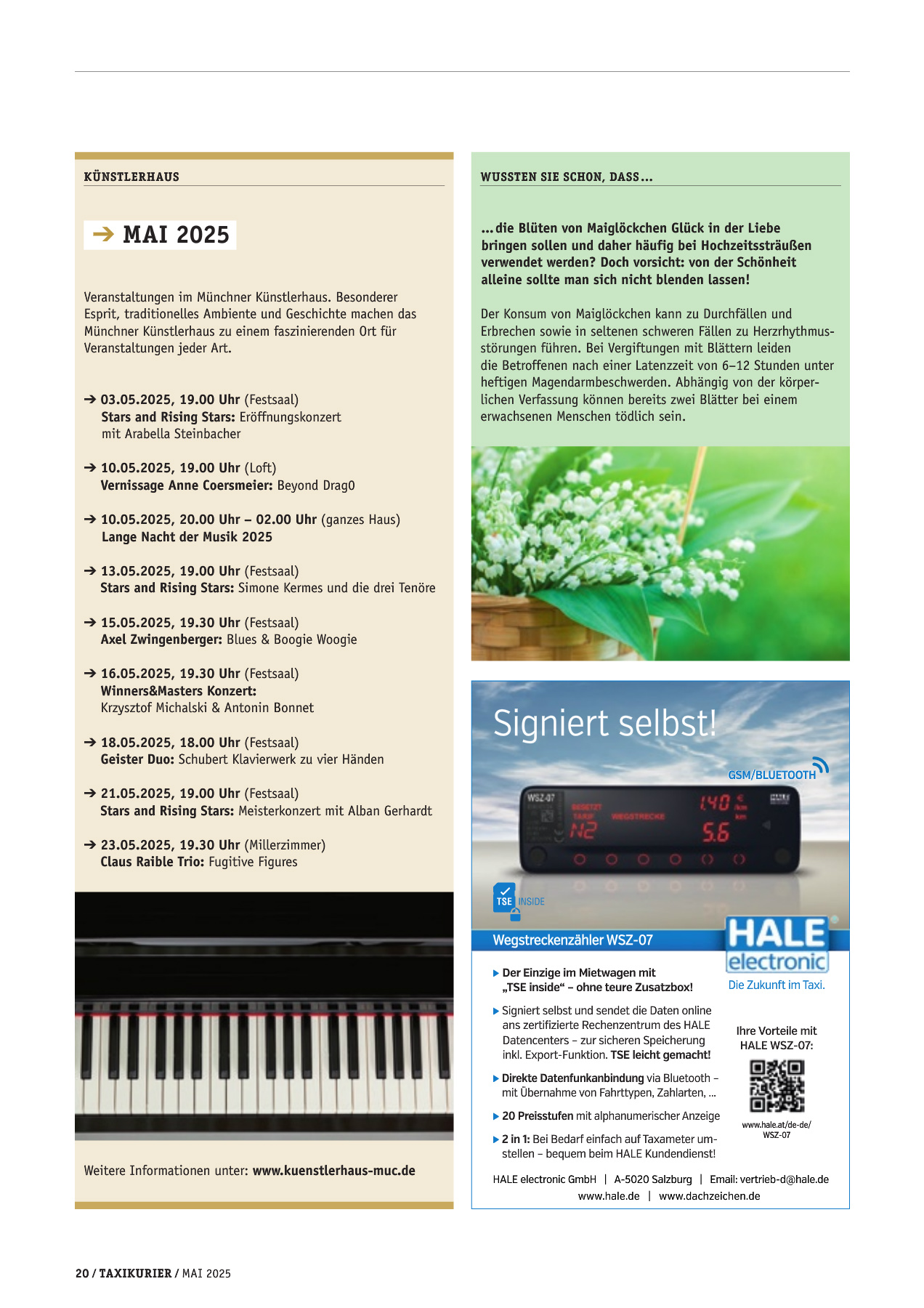 Originalseite 20 der Ausgabe Taxikurier Mai 2025